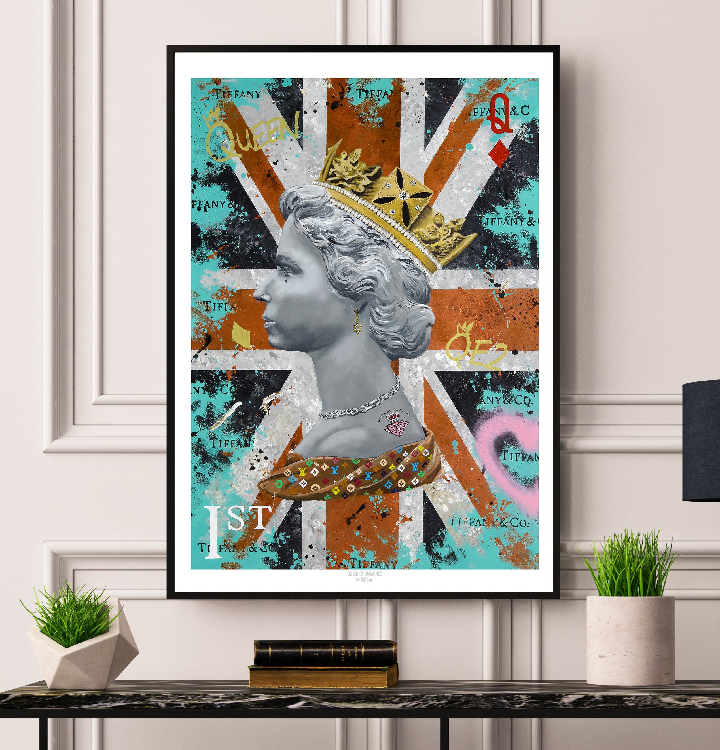 Kips.Art - Queen Of Diamonds Painting - Elizabeth II Platinum Jubilee - Limited Edition print