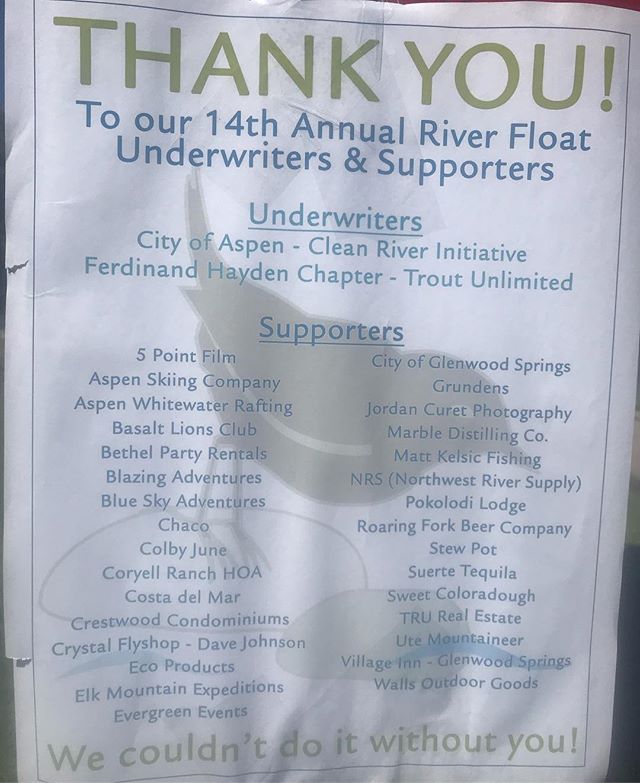 Awesome time st the @roaringforkconservancy River Float with the @rfcstewards today! #forknaround #rivers #flyfising #conservation #troutunlimited