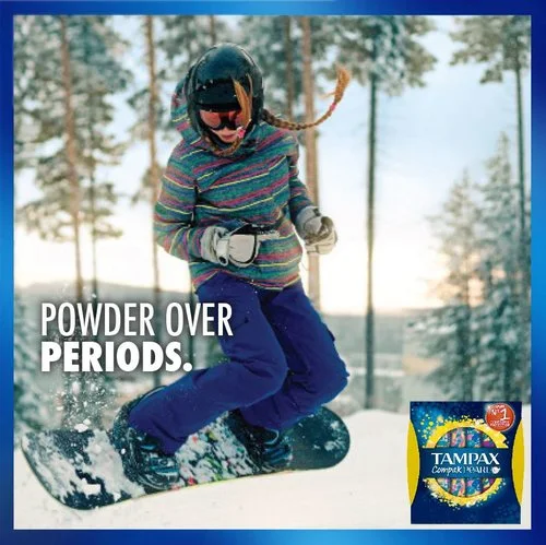 With Tampax Compak Pearl’s superior protection, leaks are going downhill. ❄️🏂 #PowerOverPeriods