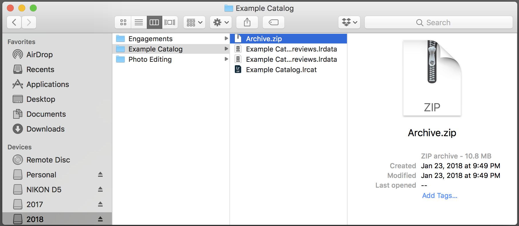 Step 9: Compress Lightroom Files