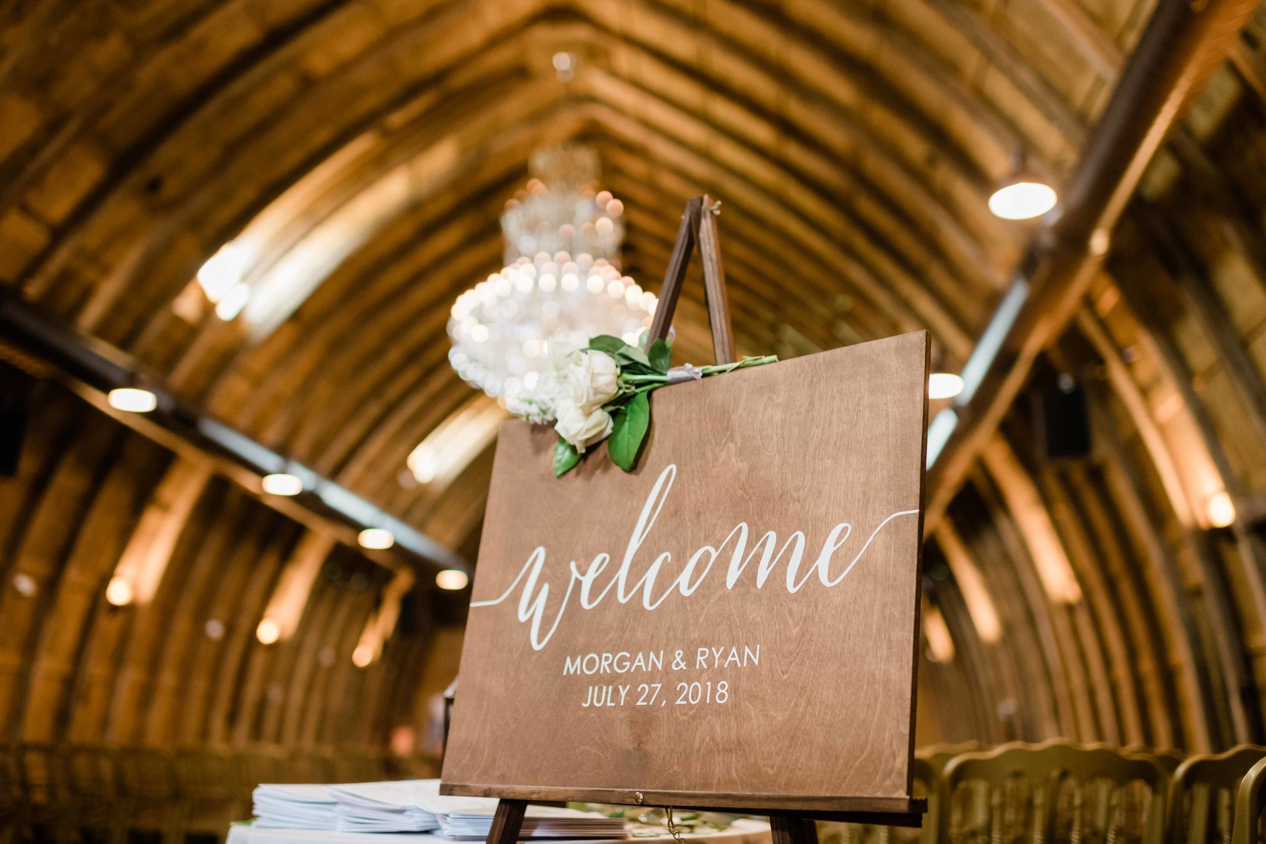 Welcome sign for wedding ceremony