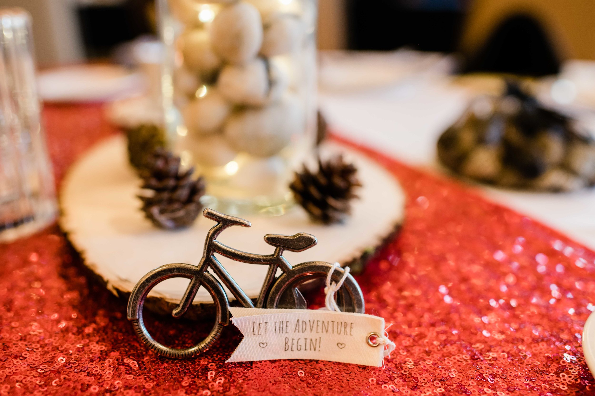 Let the adventure begin bicycle as part of centerpiece