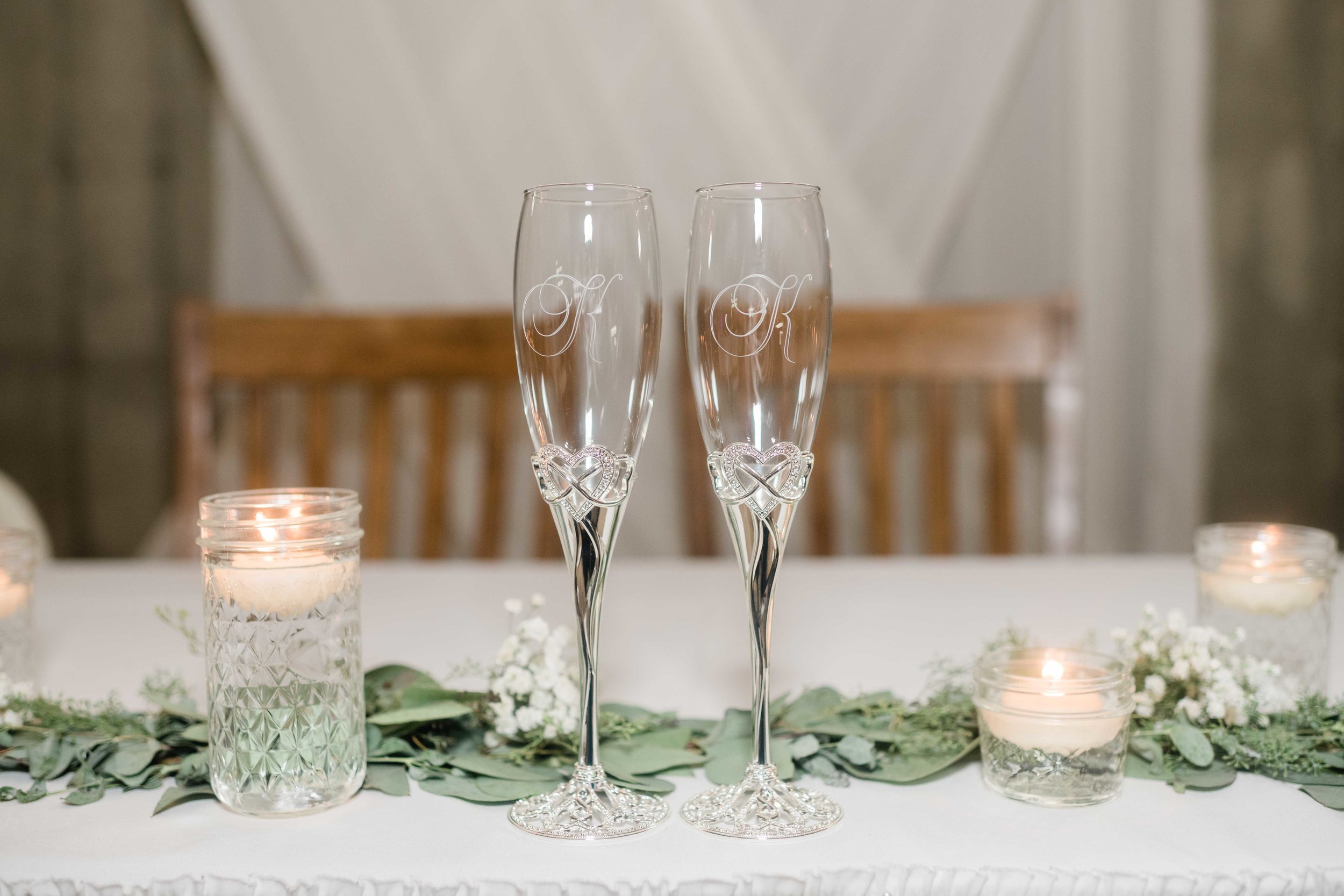 Personalized bride and groom champagne flutes