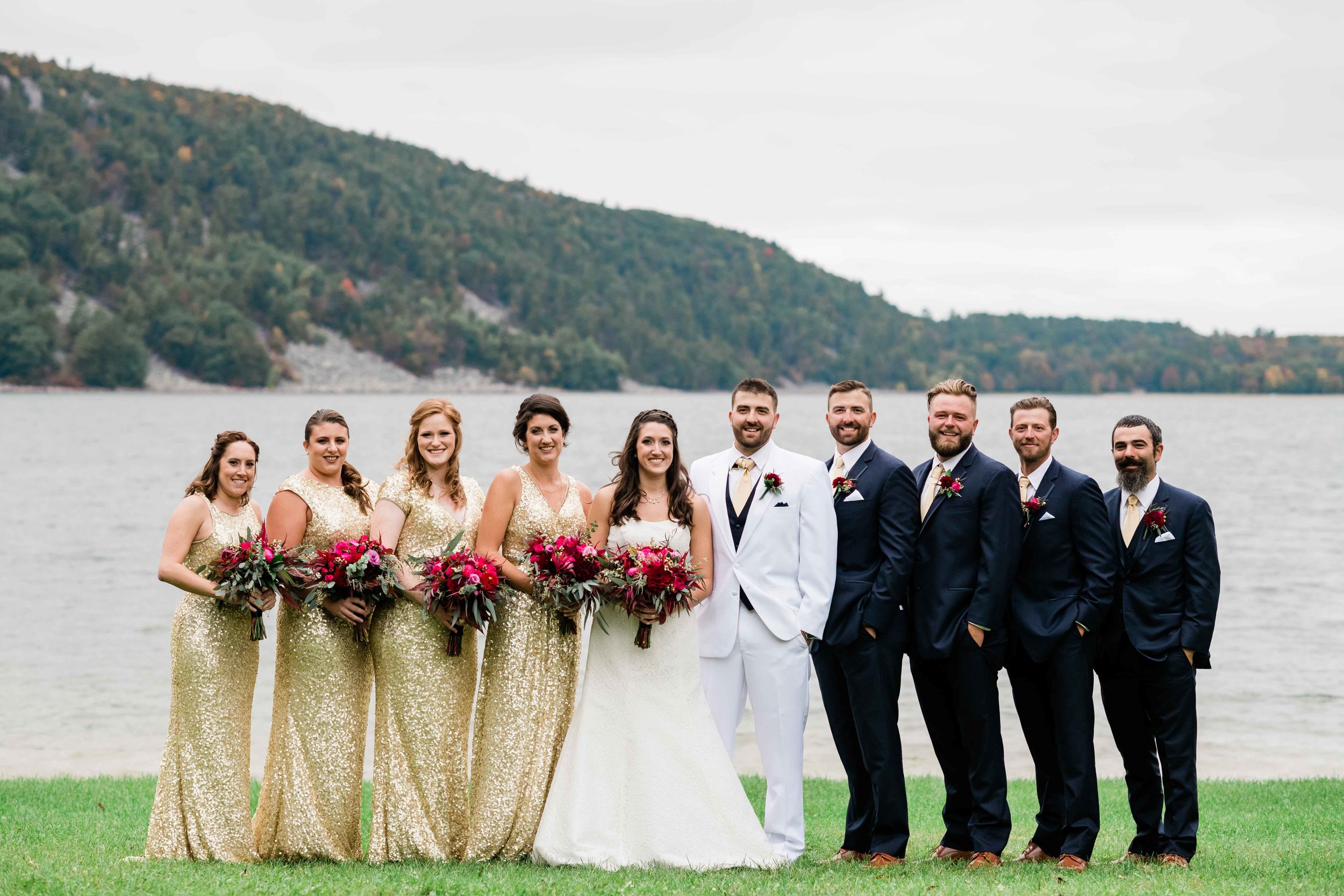 Wedding party at Devil's Lake State Park in Barabook, Wisconsin