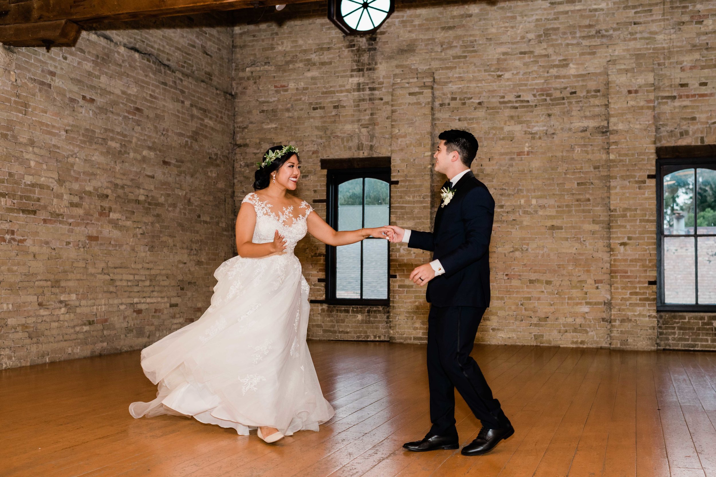 Bride and groom dance