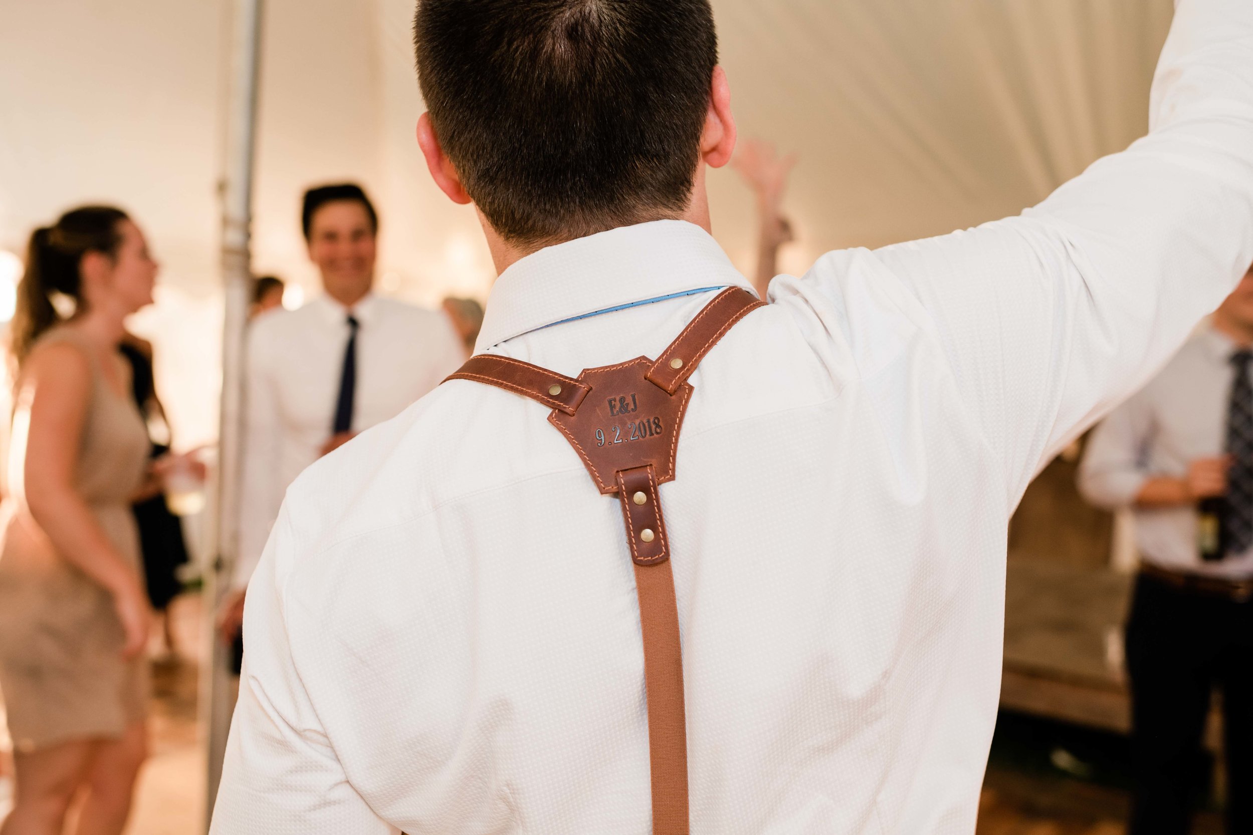 Personalized groom's suspenders