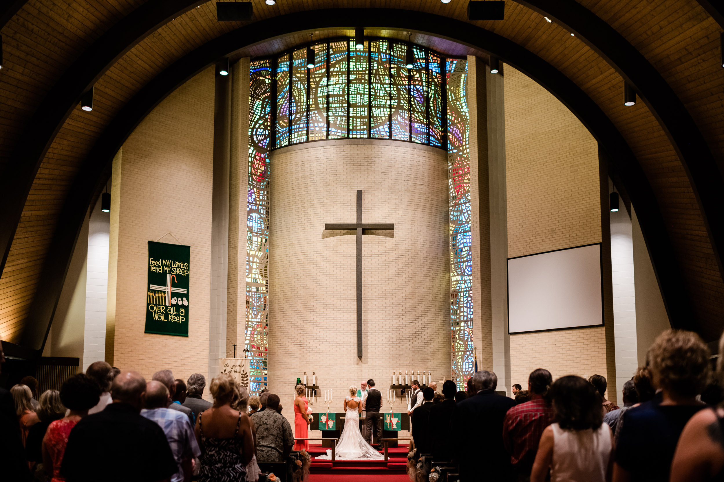 Bride and groom at the church altar