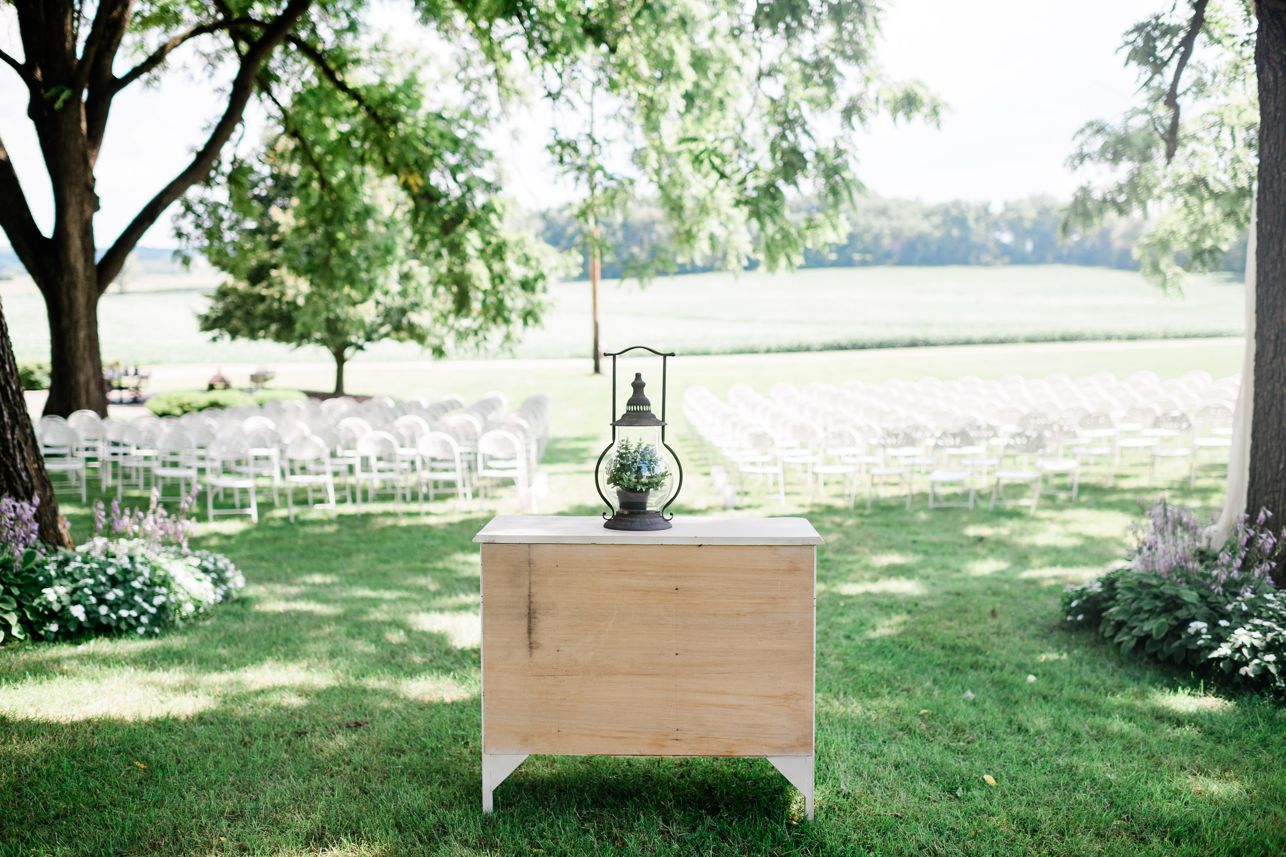 Backyard wedding ceremony site