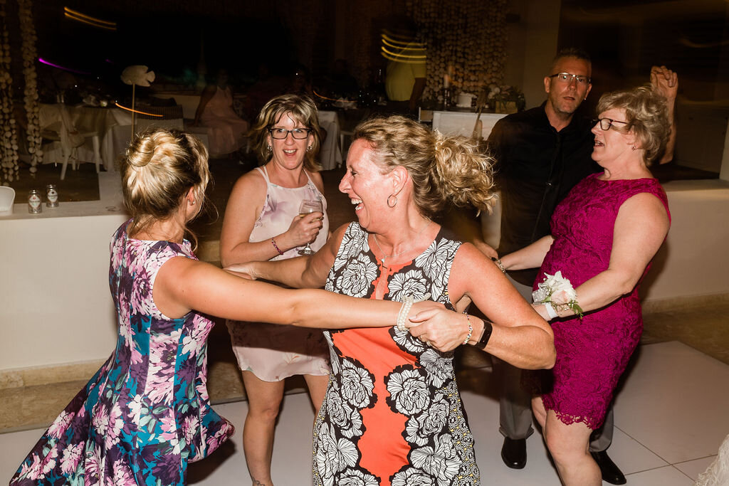 Wedding guests dancing