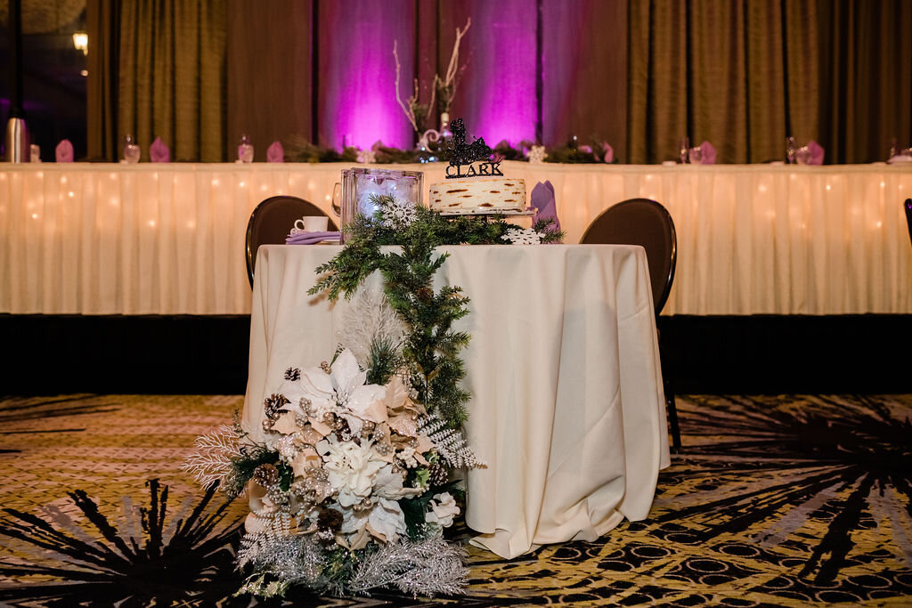 Sweetheart table for bride and groom