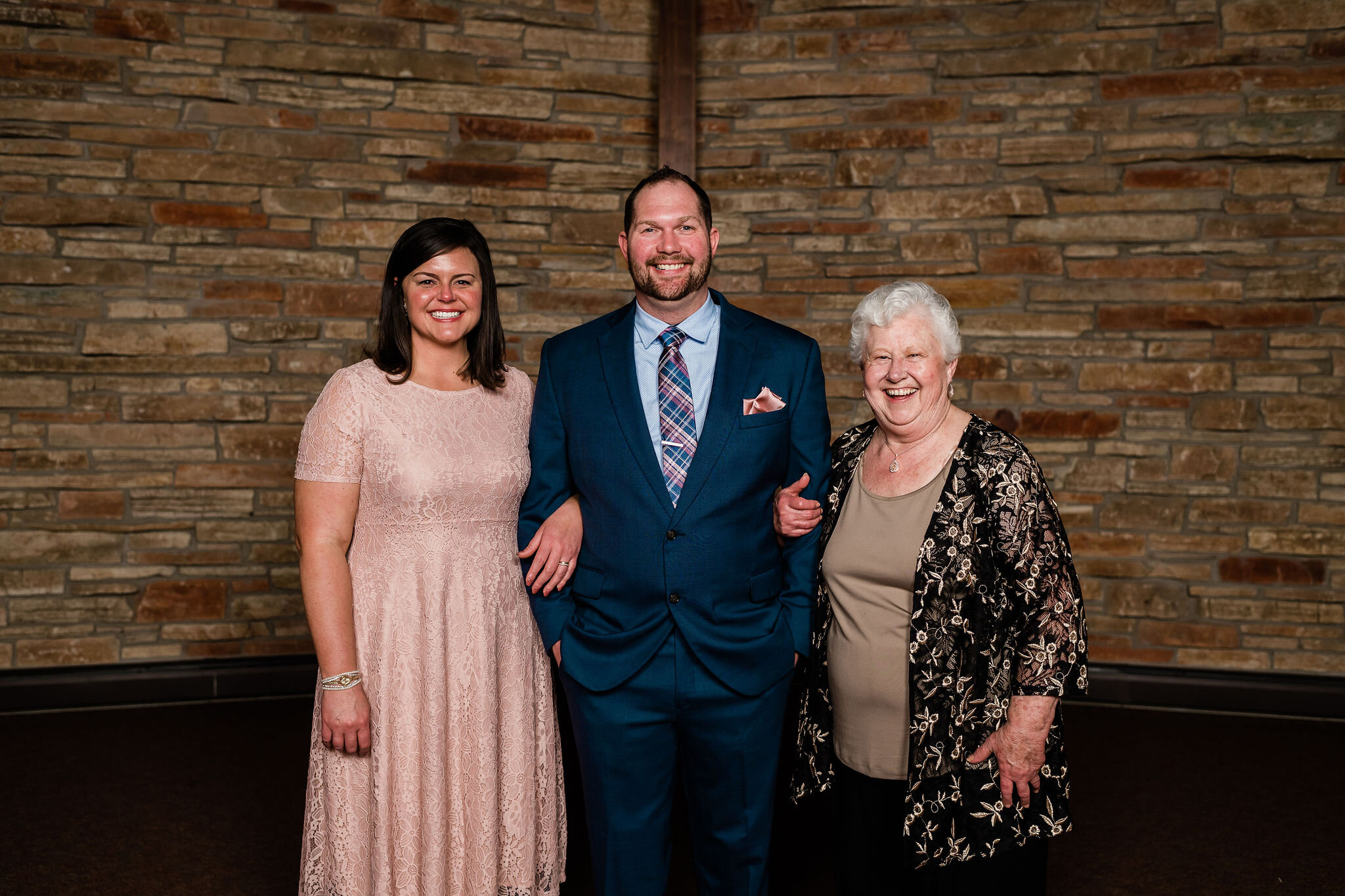 Bride and groom and grandmother