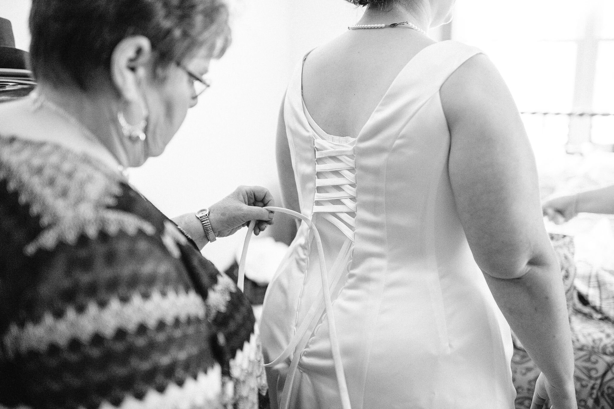 Mother of the bride lacing up corset back wedding dress