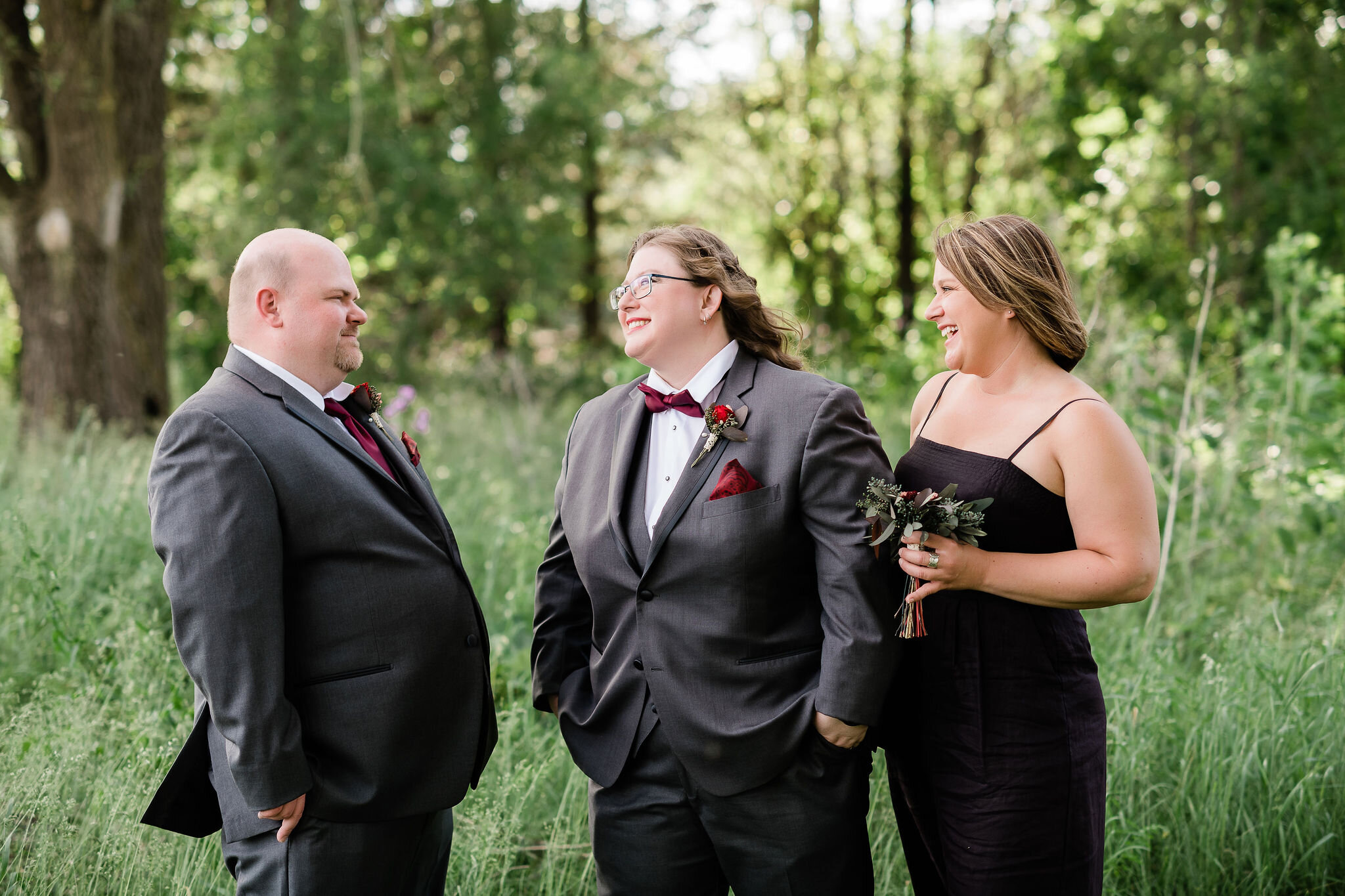 Bride and best man and bridesmaid