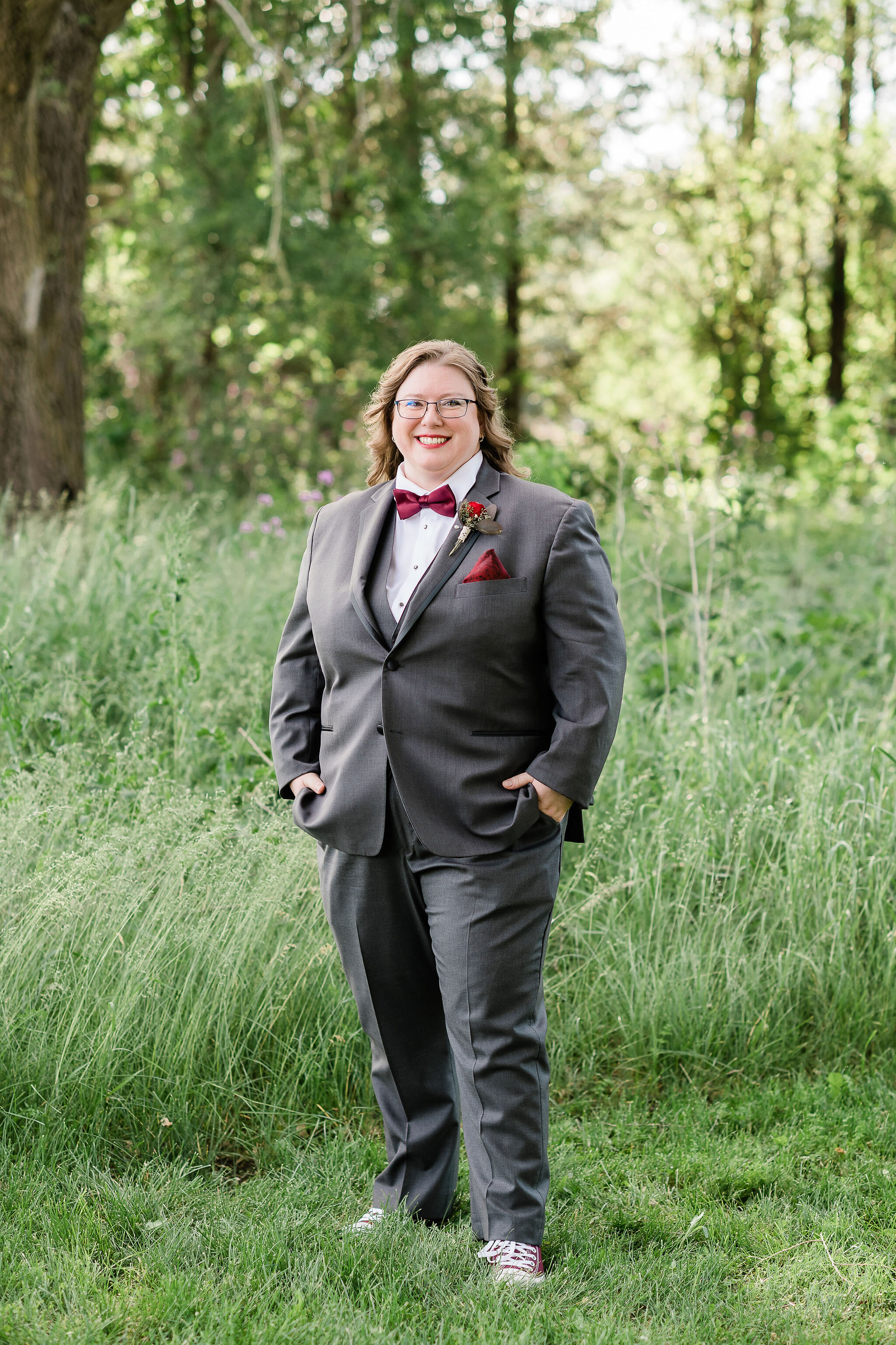 Bride wearing a suit