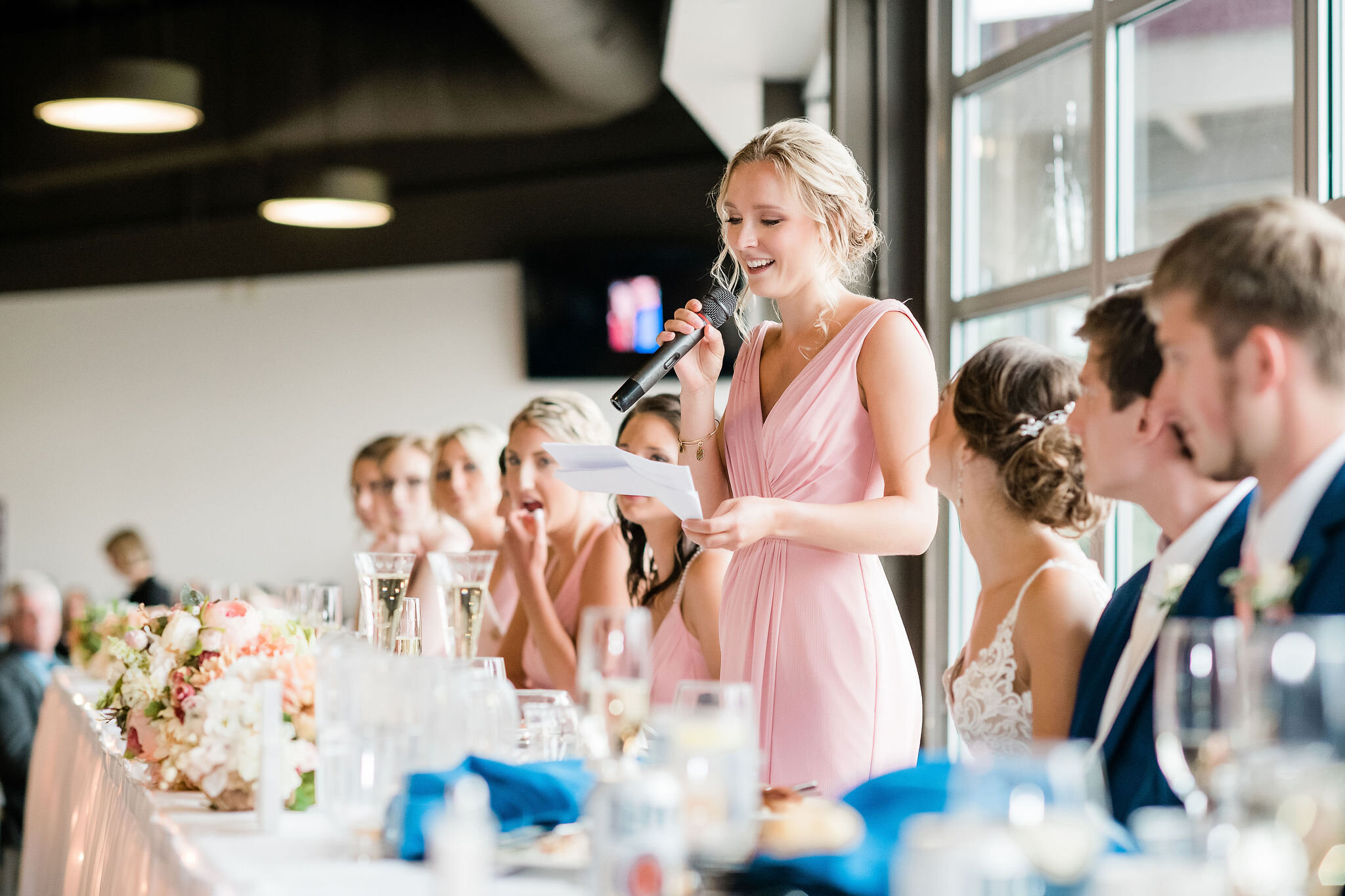 Maid of honor giving her speech