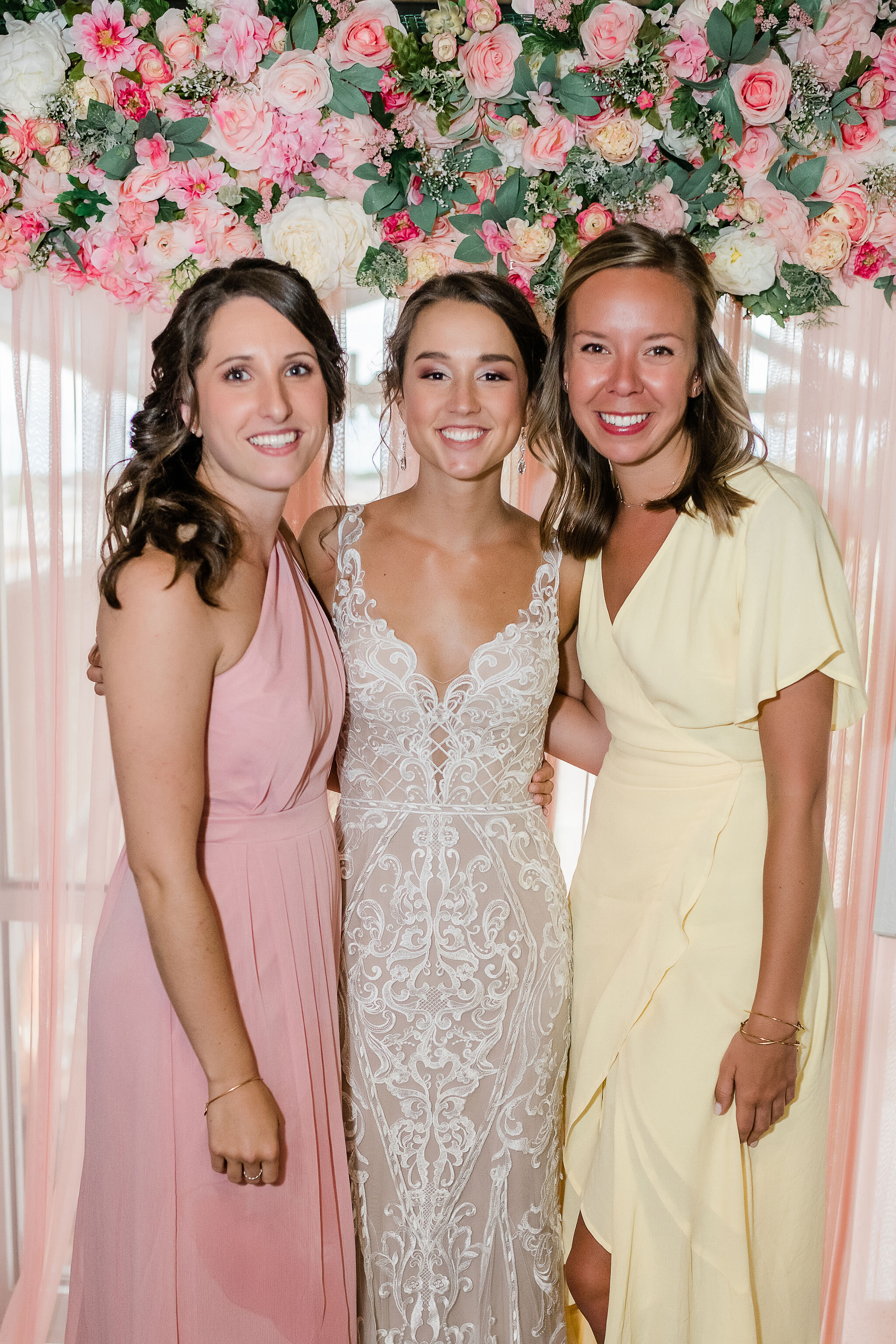 Bride with wedding guests