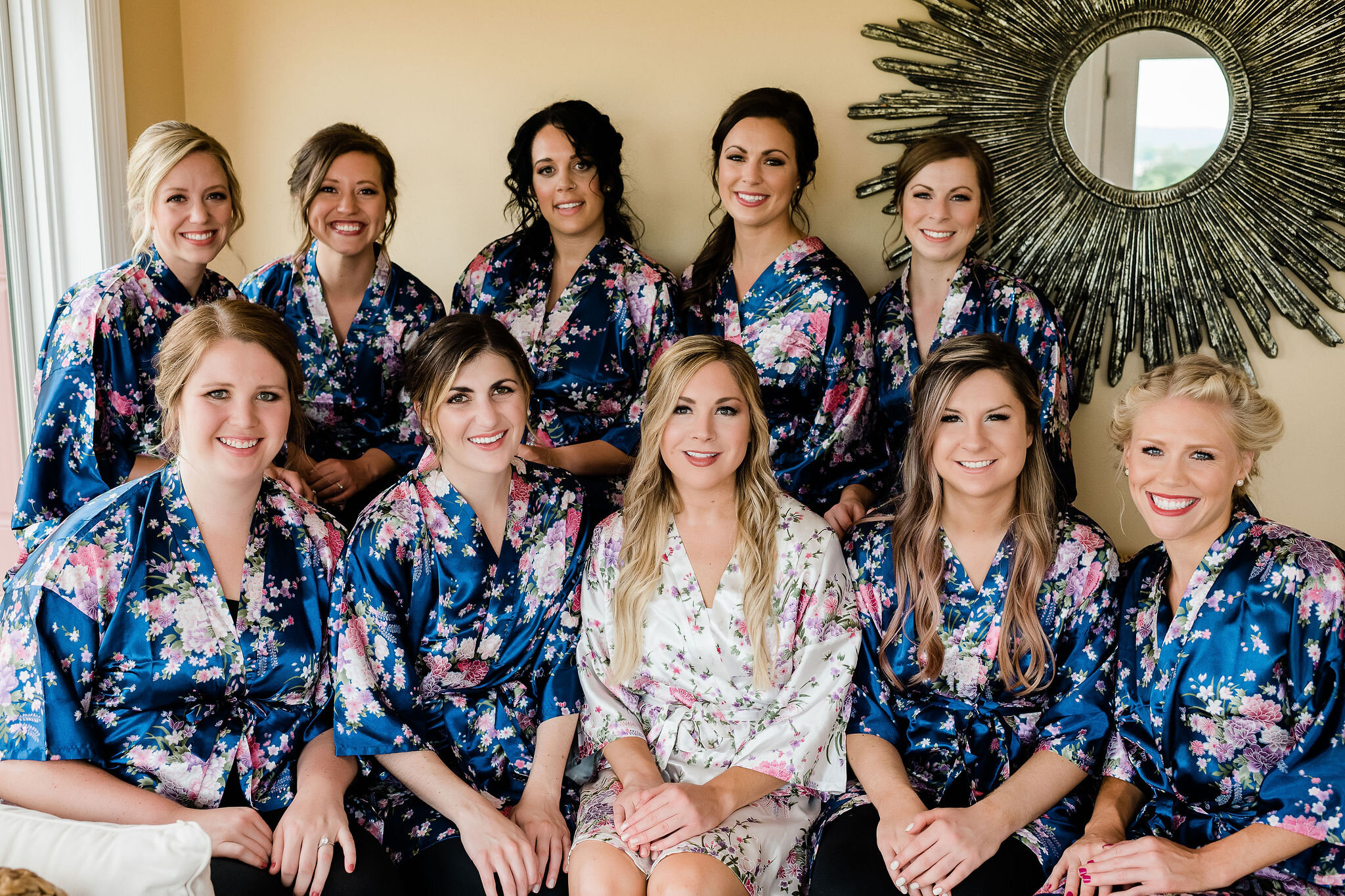 Bride and her bridesmaids in robes