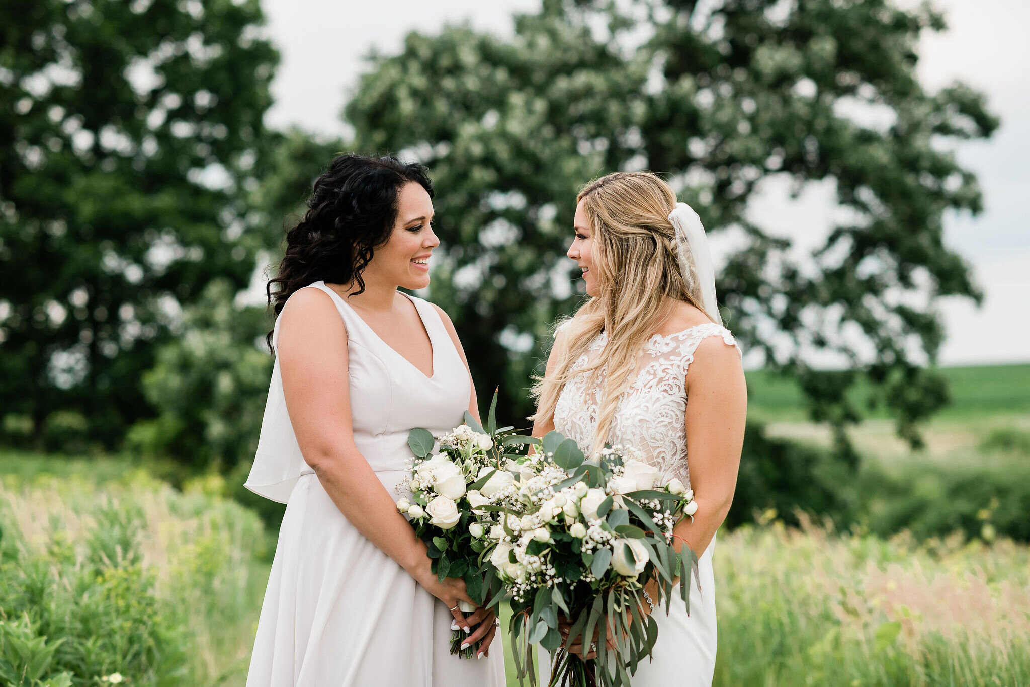 Bride and bridesmaid