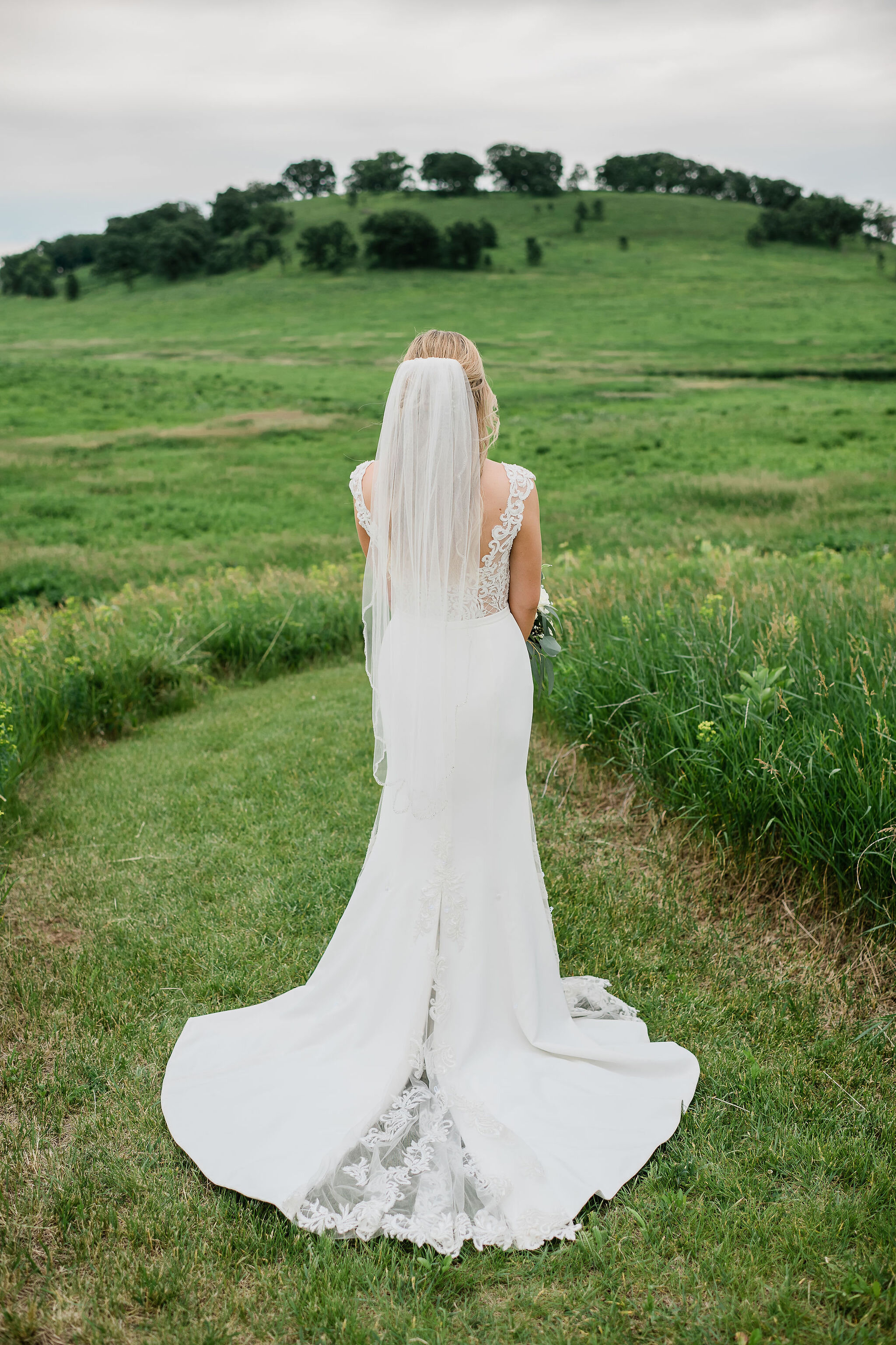Back of bride in her dress