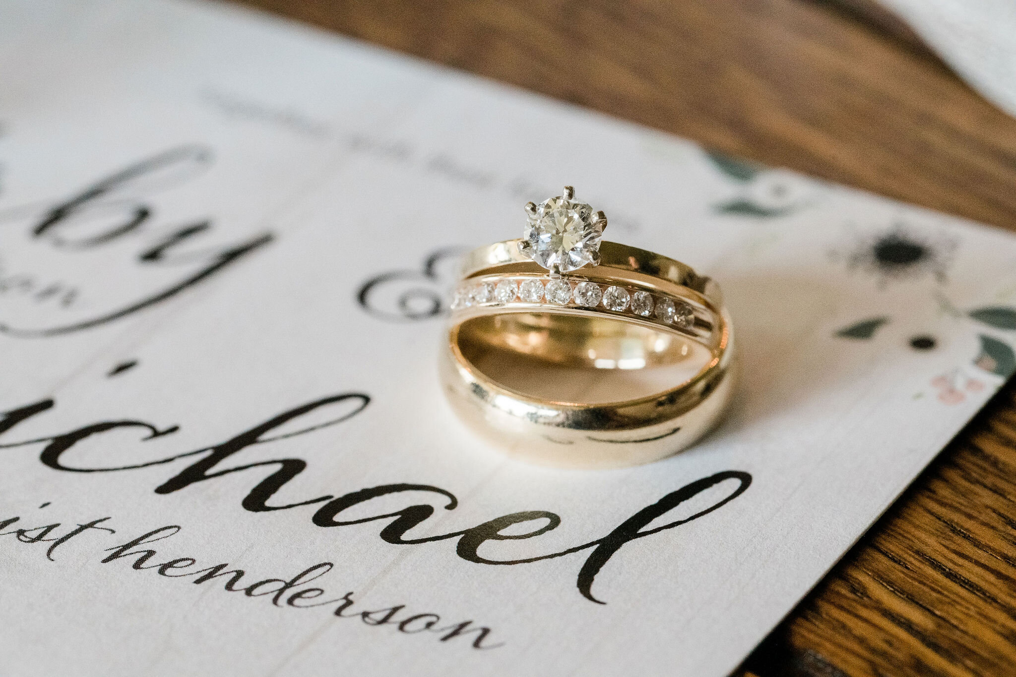 Rings on a wedding invitation