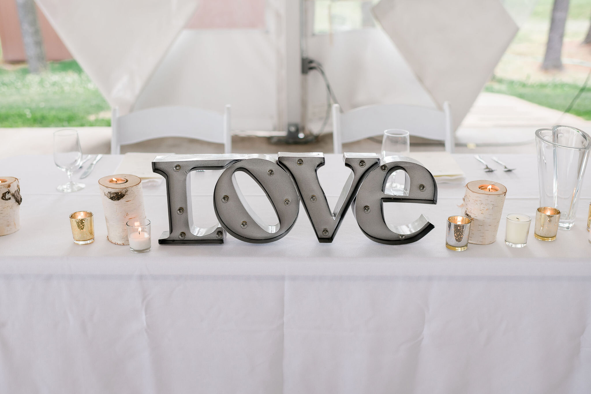 LOVE sign on sweetheart table