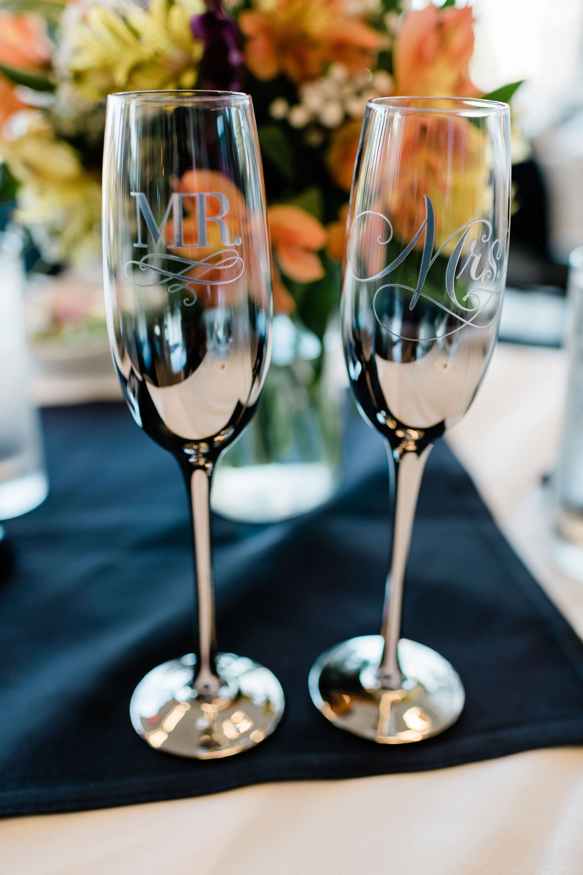 Mr. and Mrs. champagne flutes