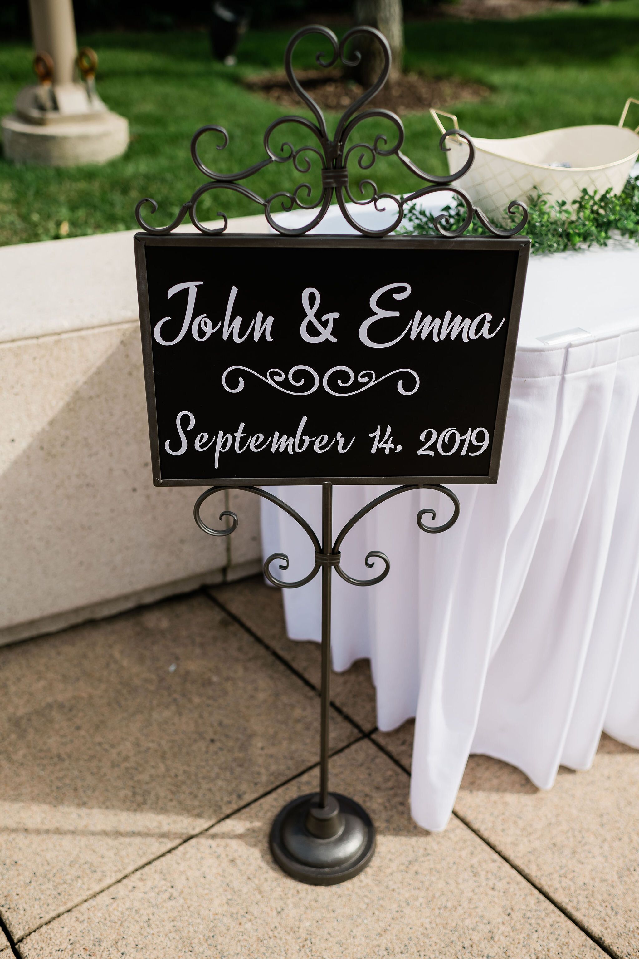 Sign at the wedding ceremony