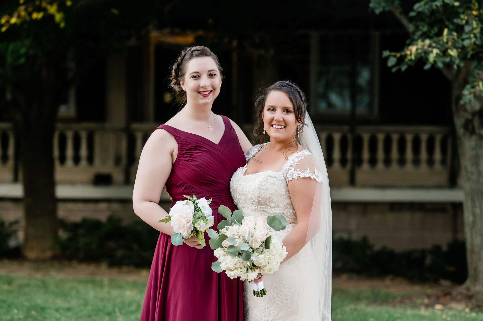 Bride and bridesmaid