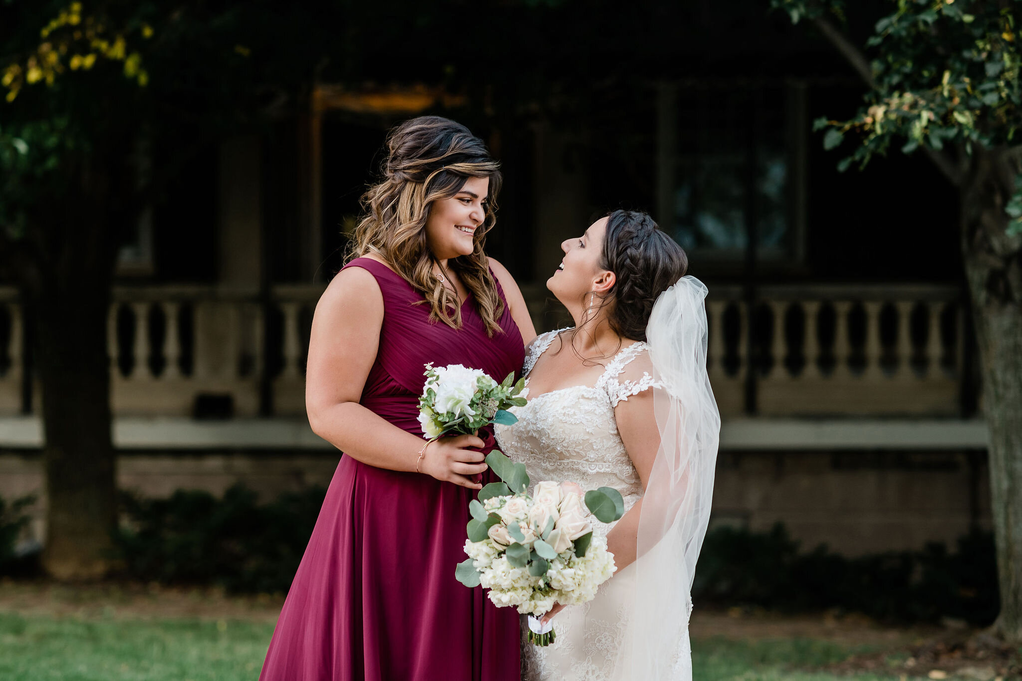 Bride and bridesmaid