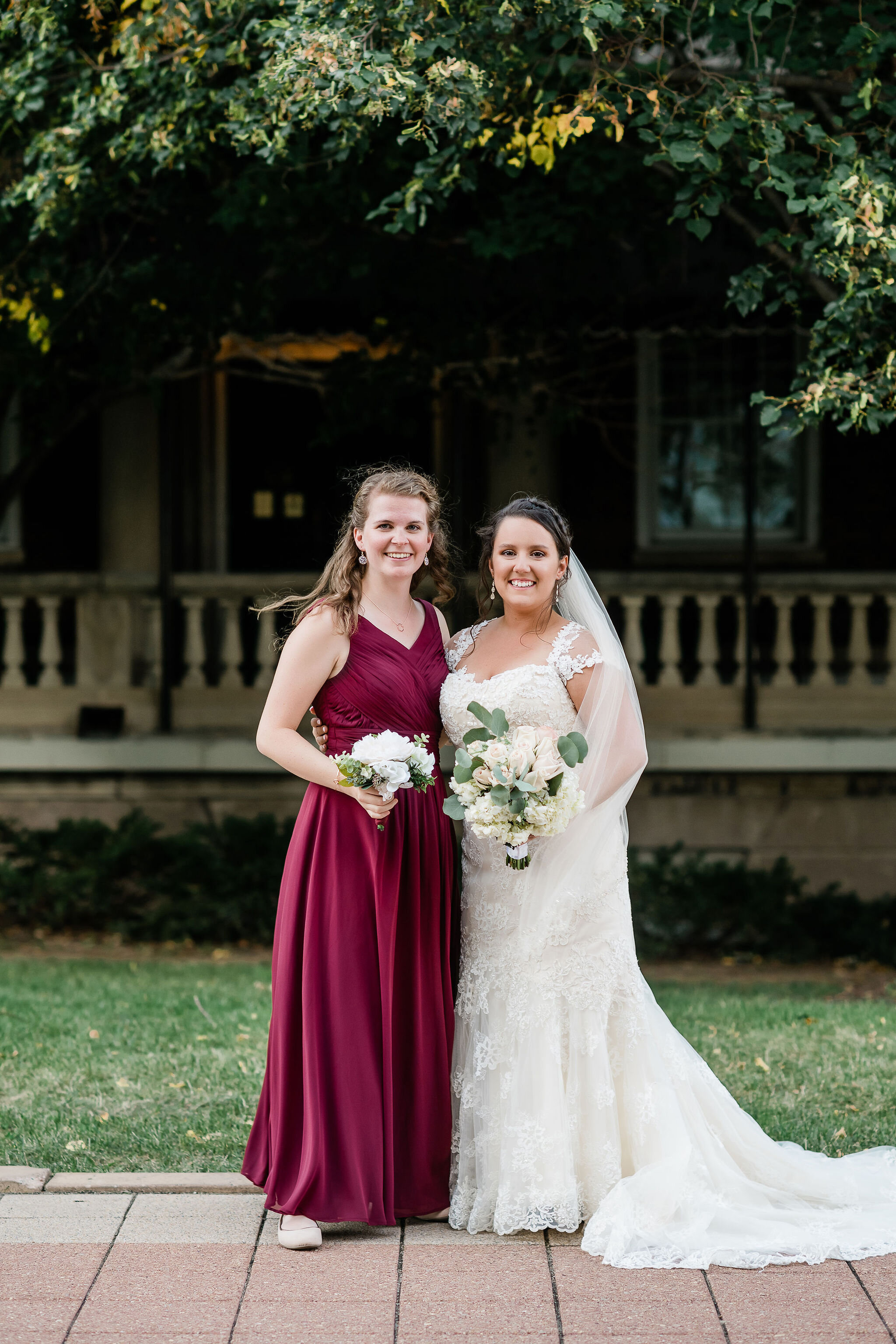 Bride and bridesmaid