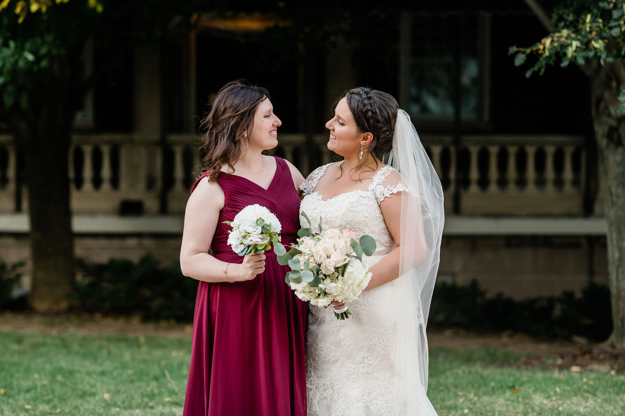 Bride and bridesmaid