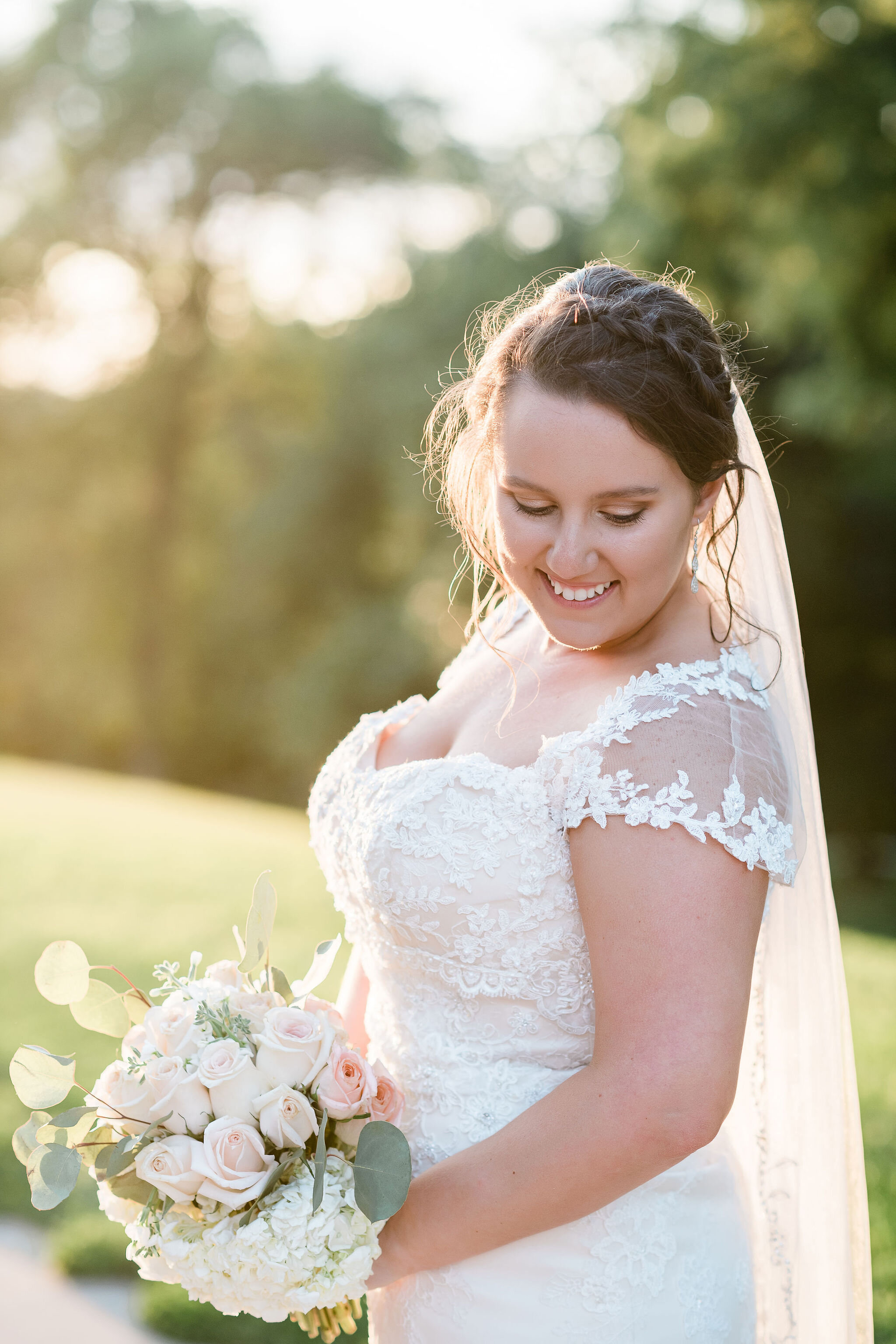 Bride looking down