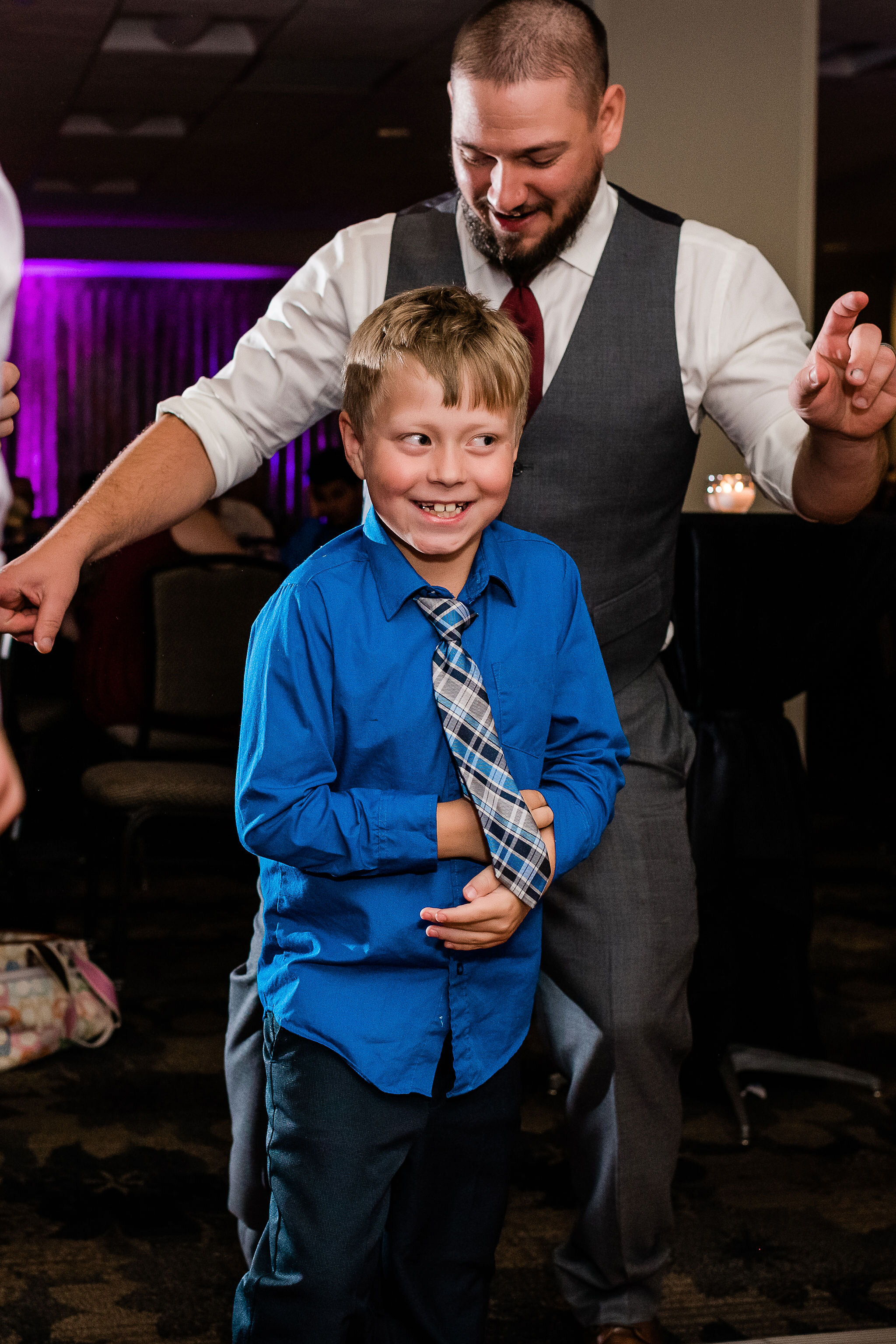 Wedding guests dancing