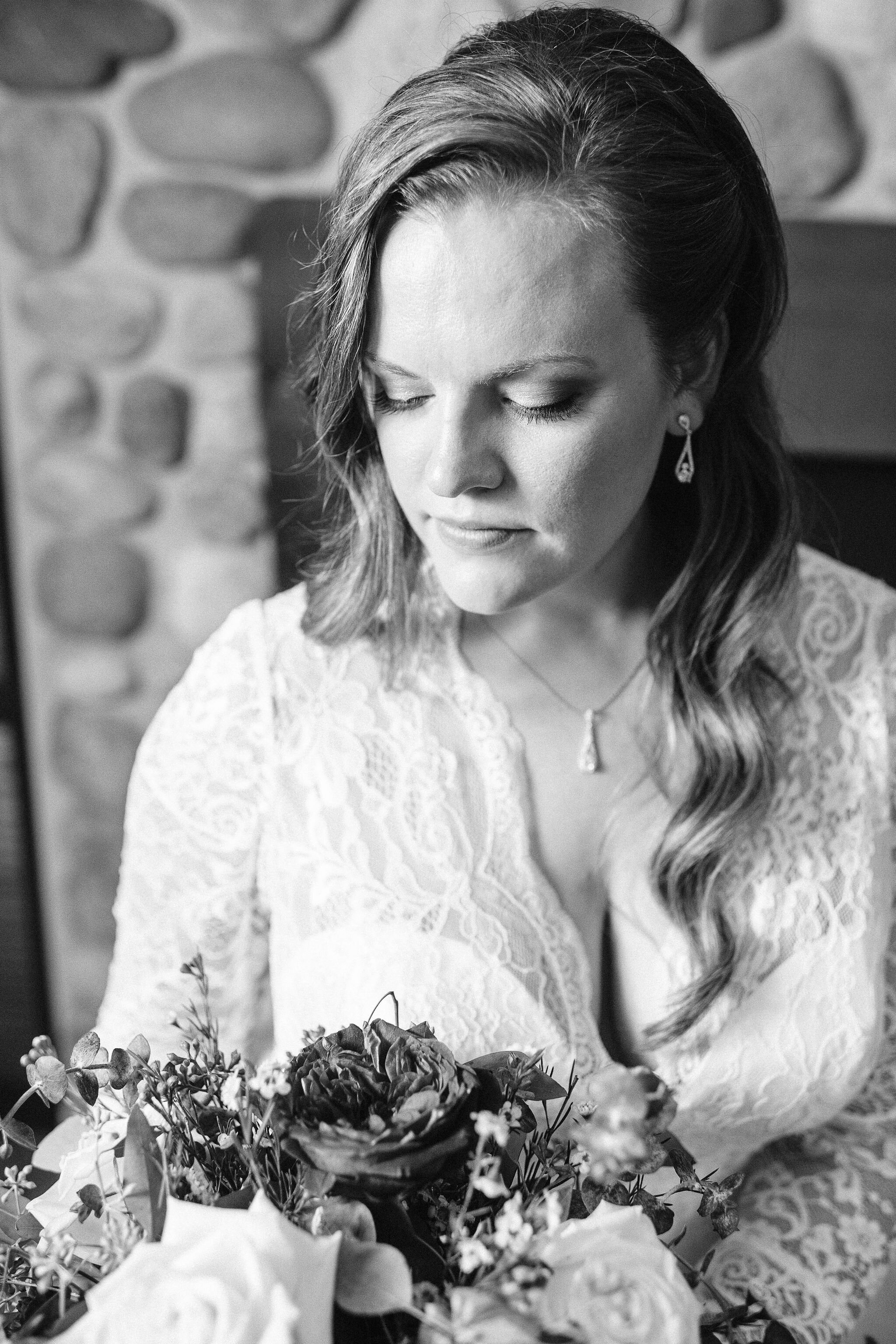 Bride looking down