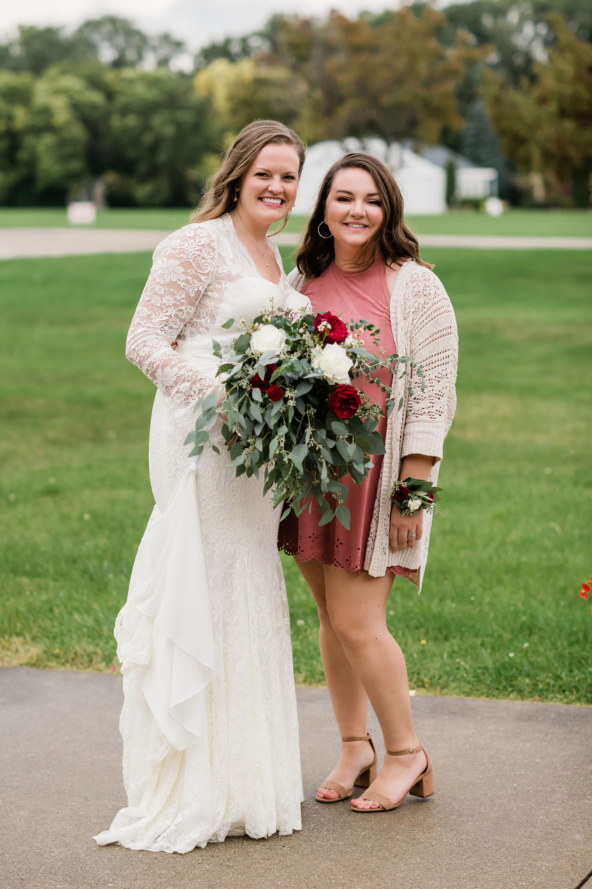 Bride and bridesmaid