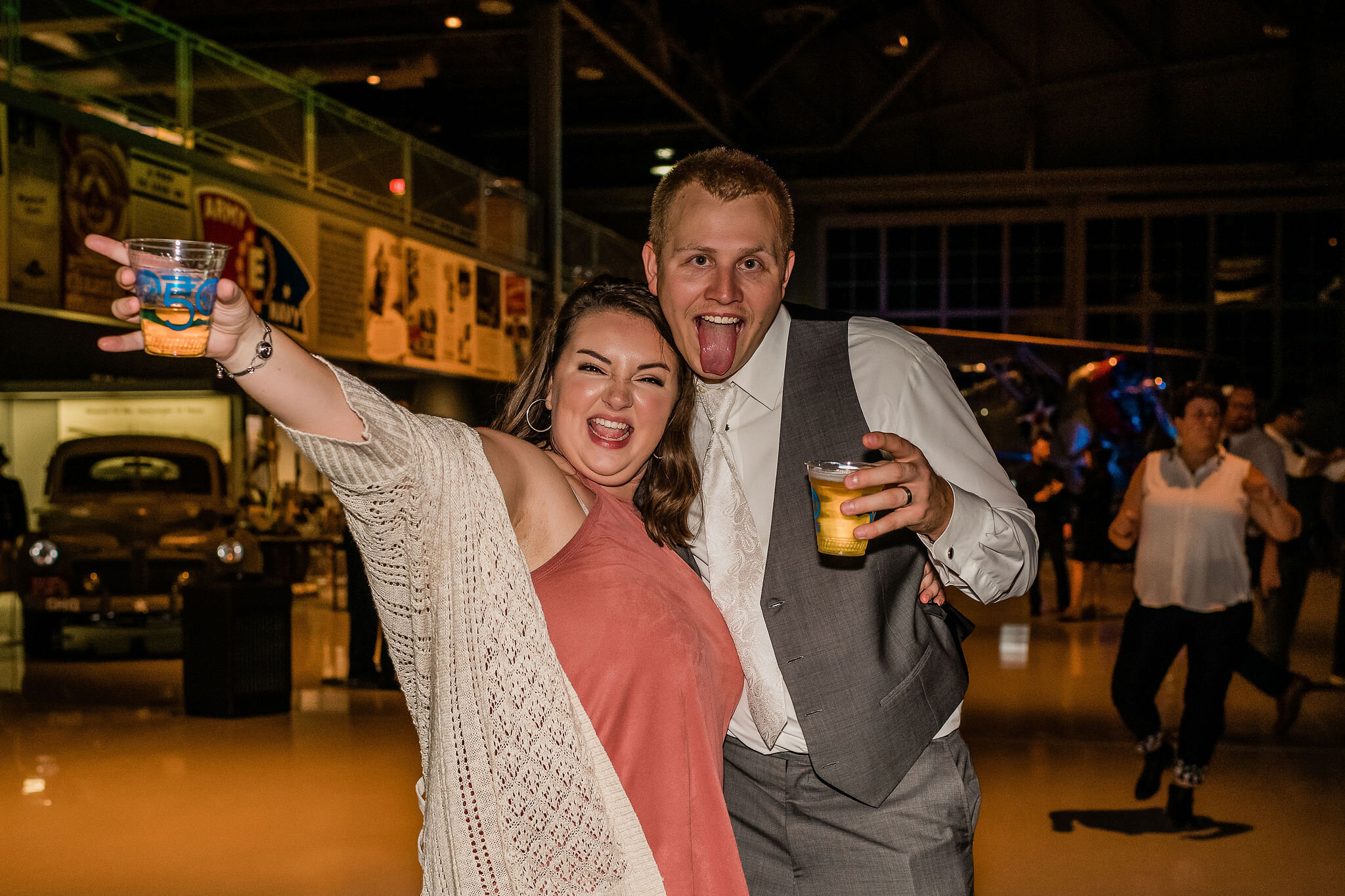 Wedding guests dancing