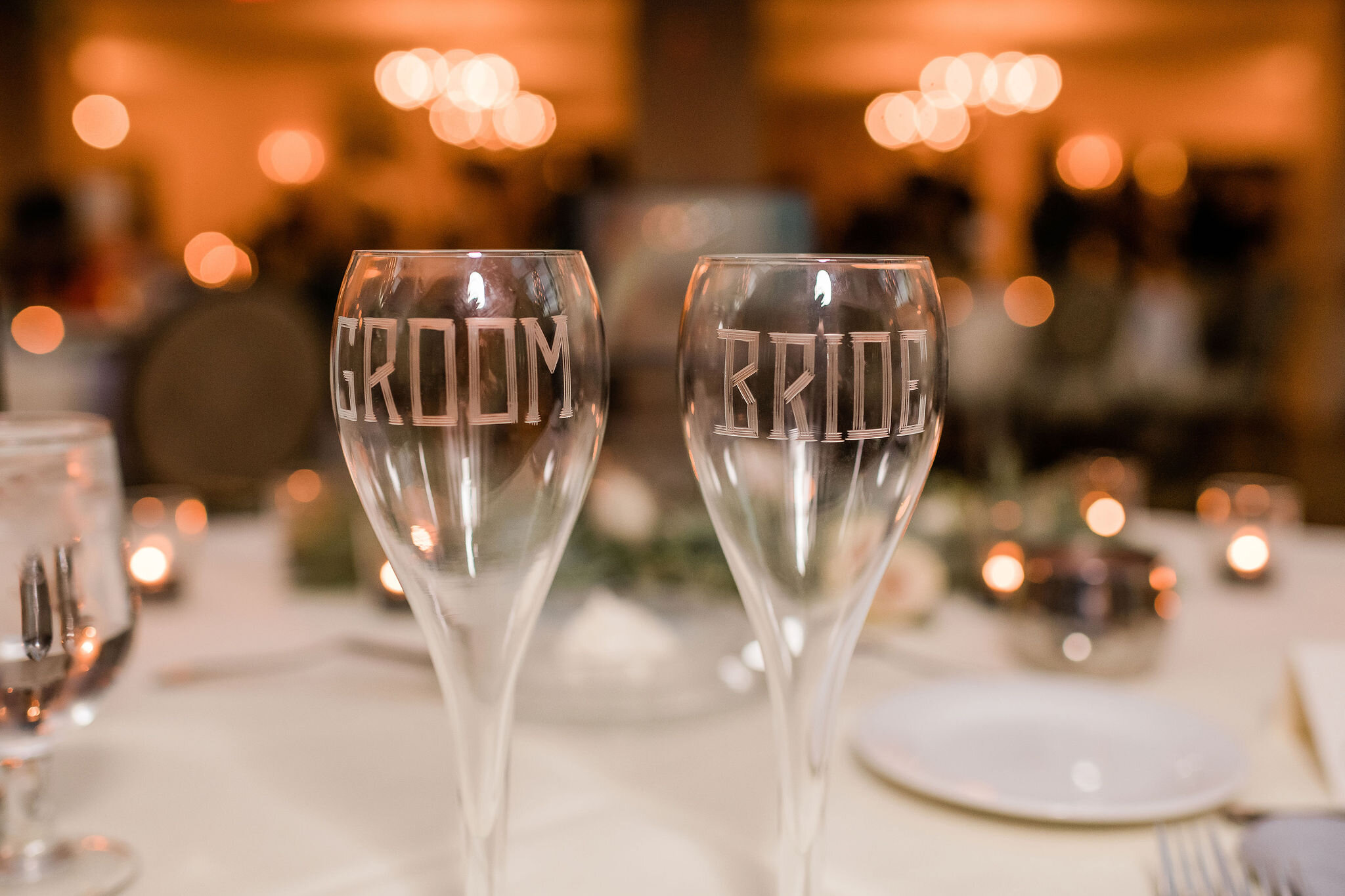Bride and groom wine glasses