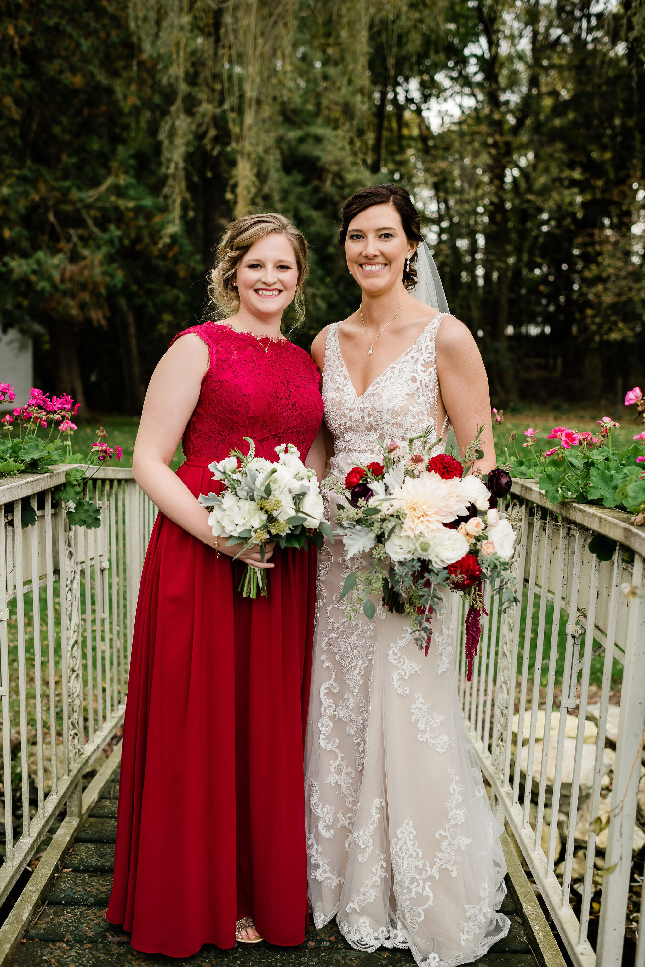 Bride and bridesmaid