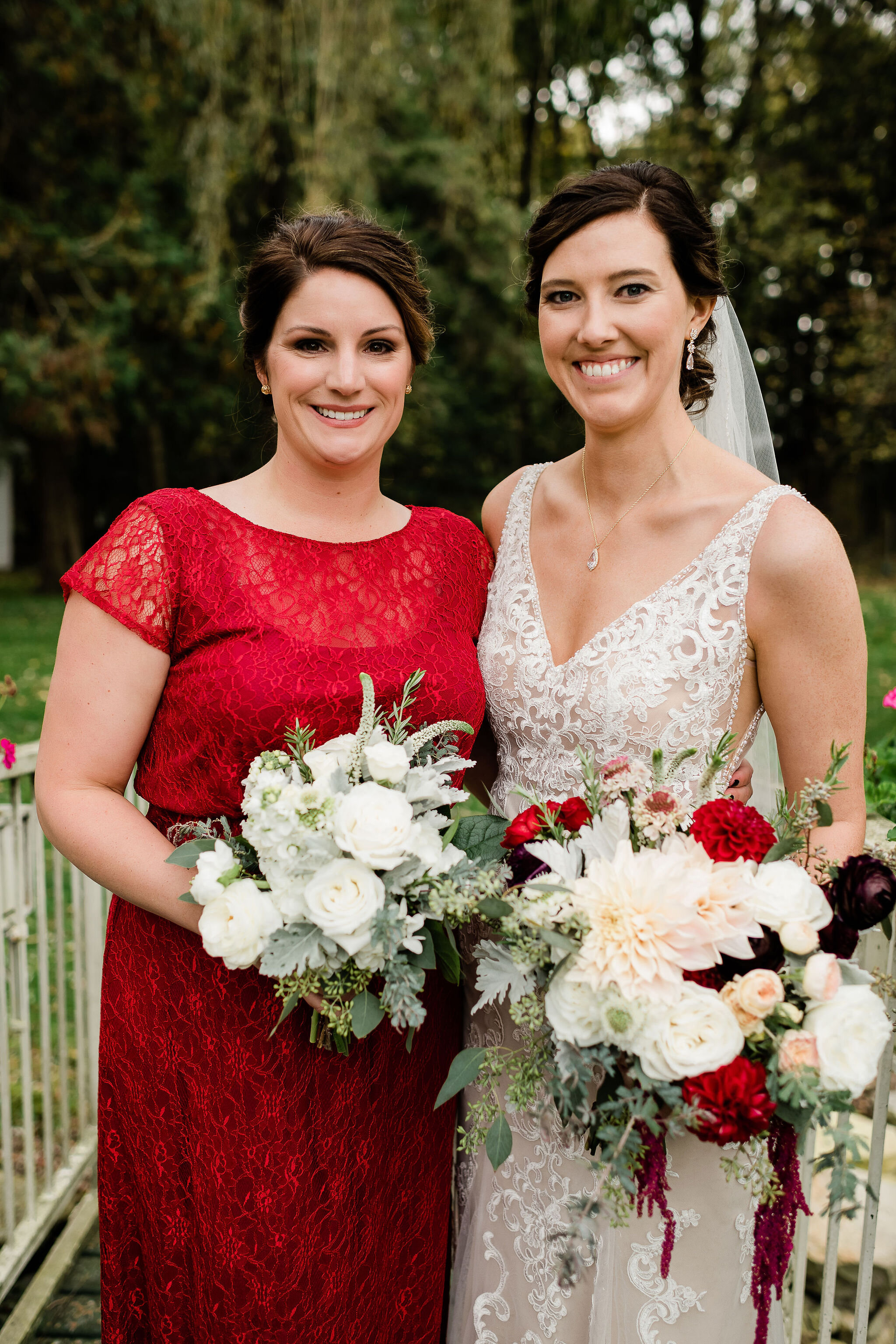 Bride and bridesmaid