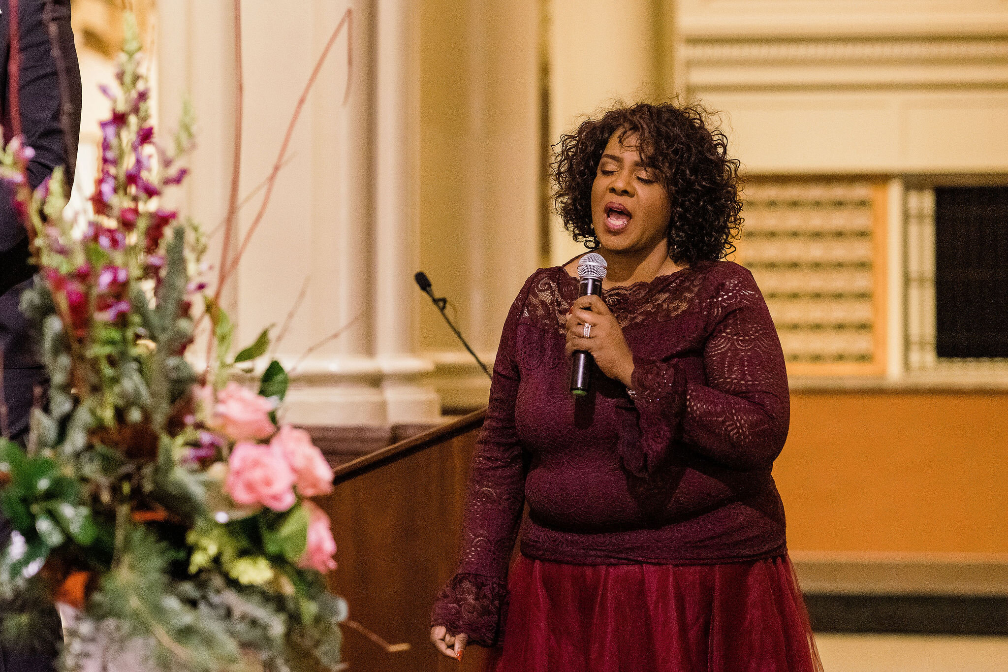 Wedding guest singing