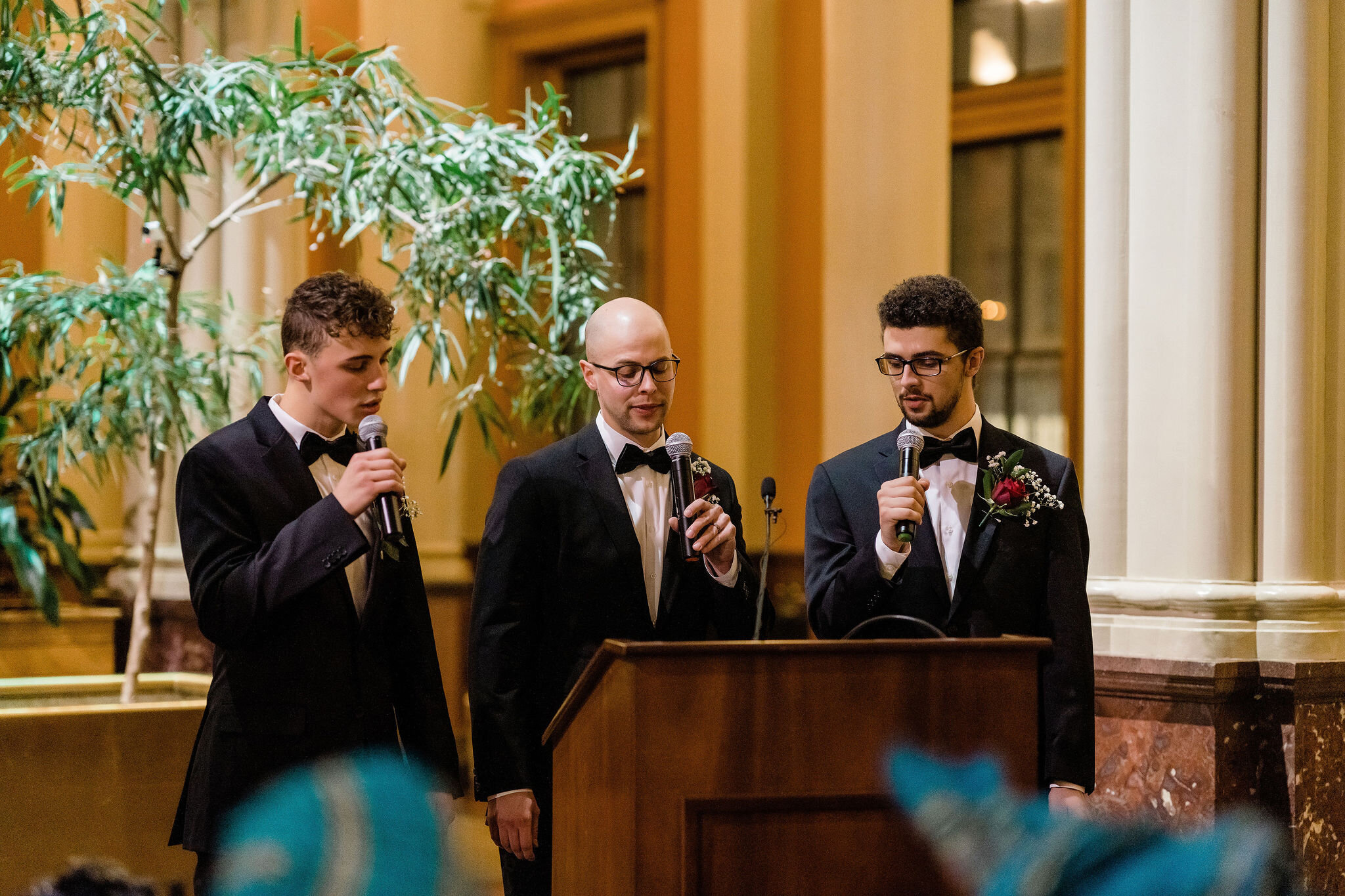 Wedding guests singing