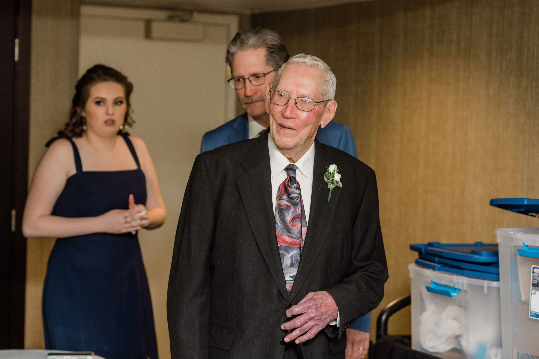 Grandpa seeing bride for the first time