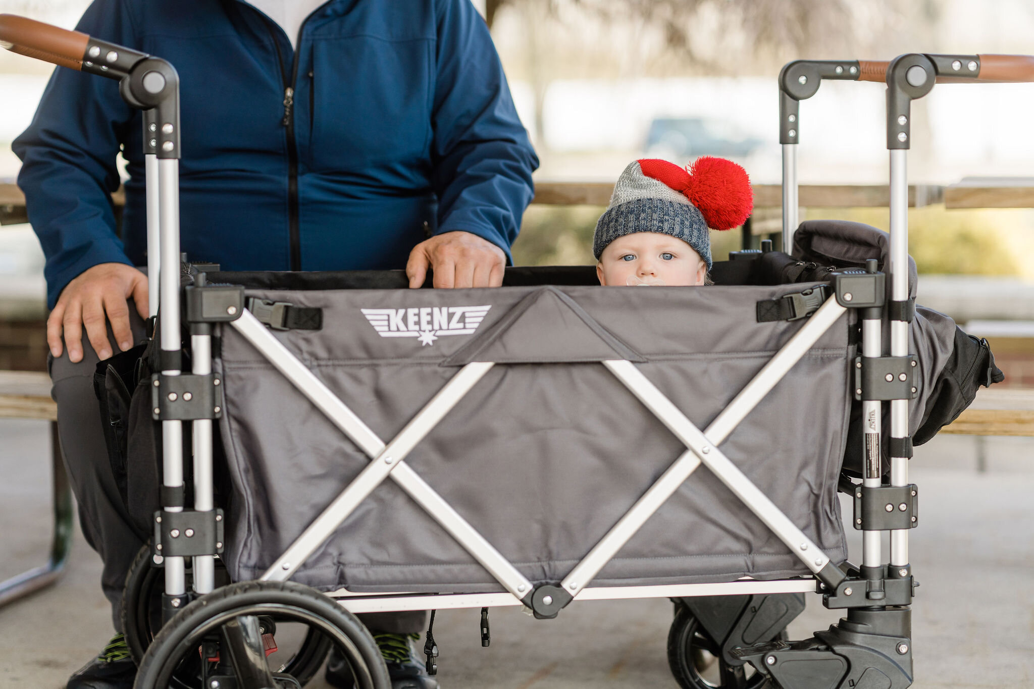 Toddler in a wagon