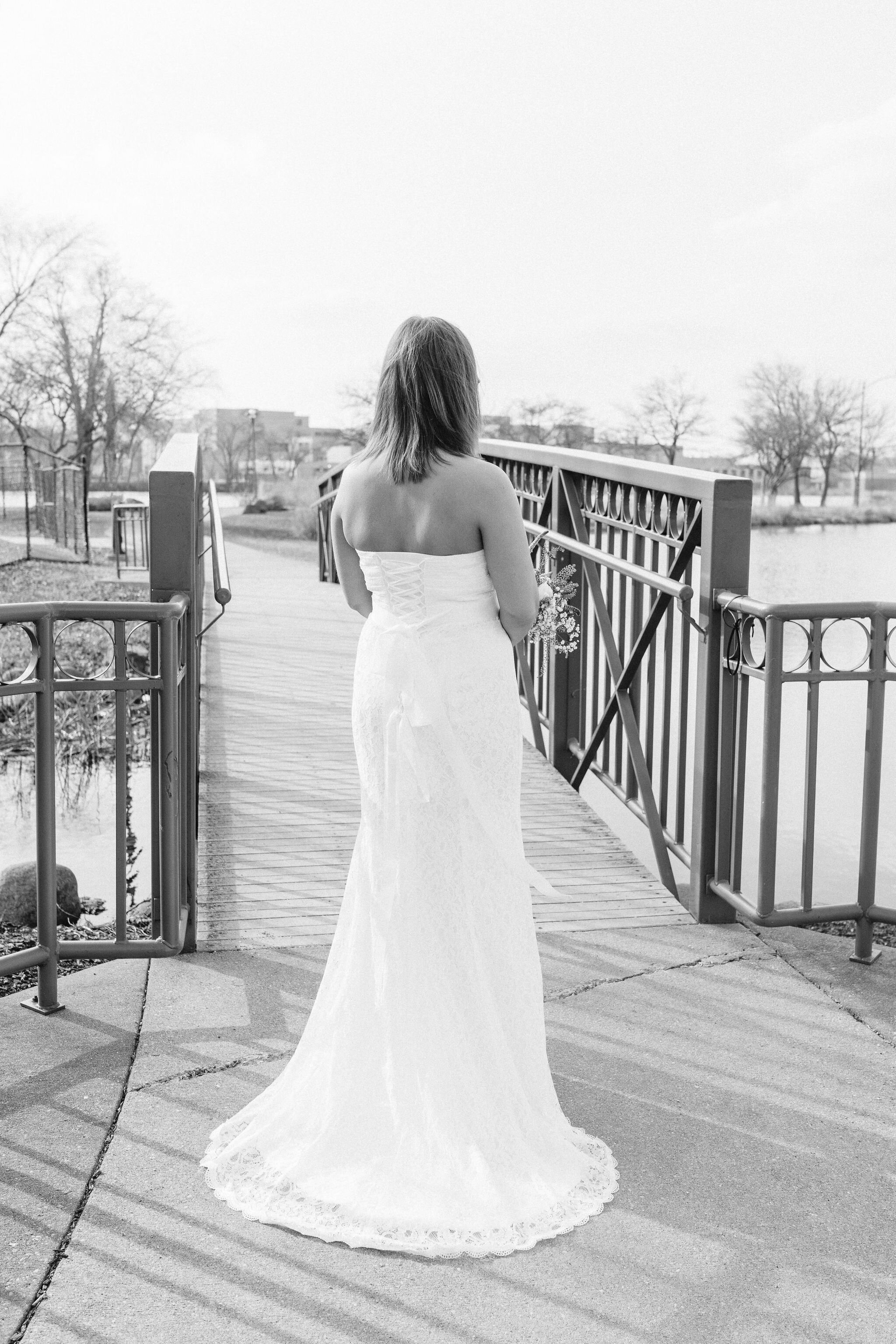 Back view of bride