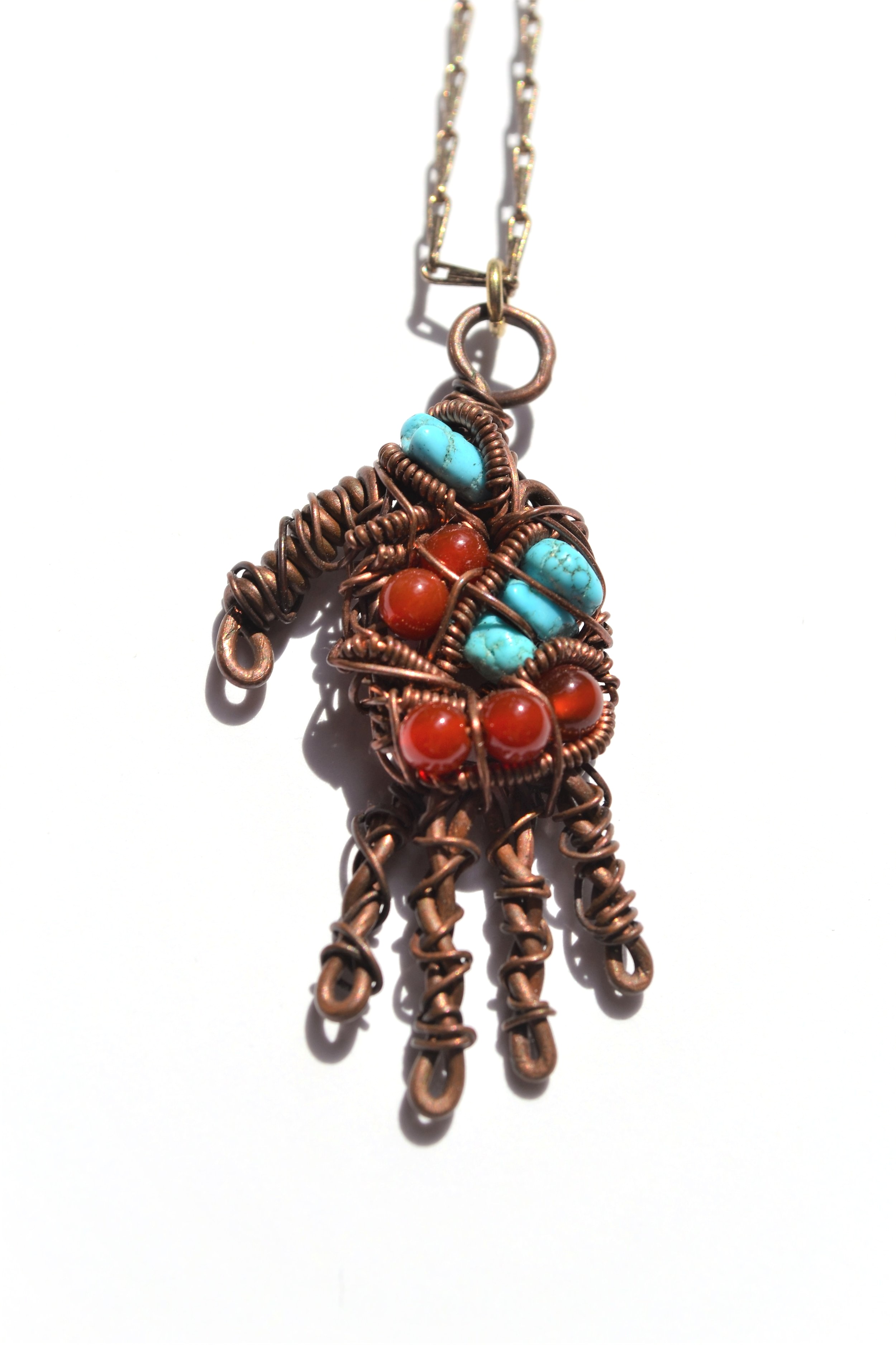 Carnelian &amp; Sleeping Beauty Turquoise  Healing Hand