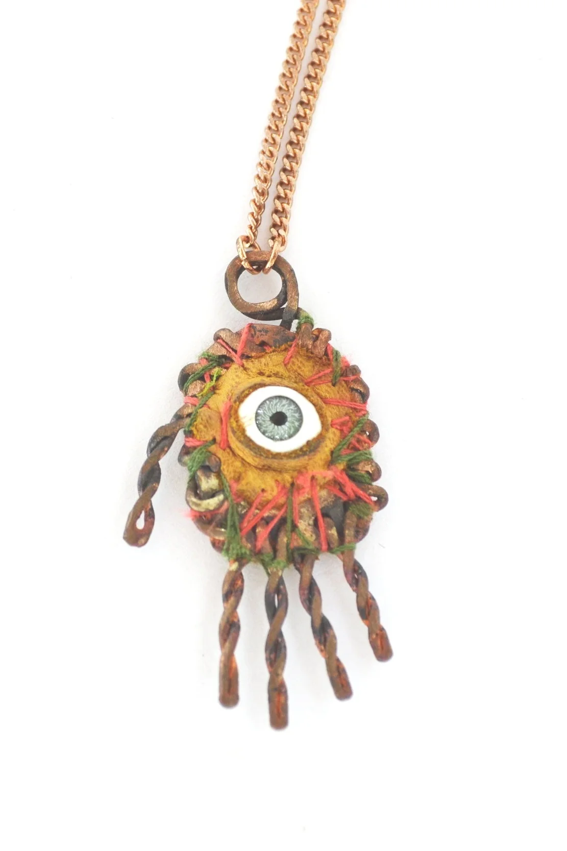 Mini leather &amp; red thread Hand-eye