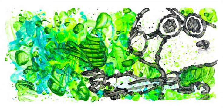 Partly Cloudy 745 Morning Fly 2018 Paper Size 11.5 x 24.5 in. Image Size 10 x 23 in. Mixed Media on Paper with Deckled Edges Edition of 75 / AP 10 / PP 20