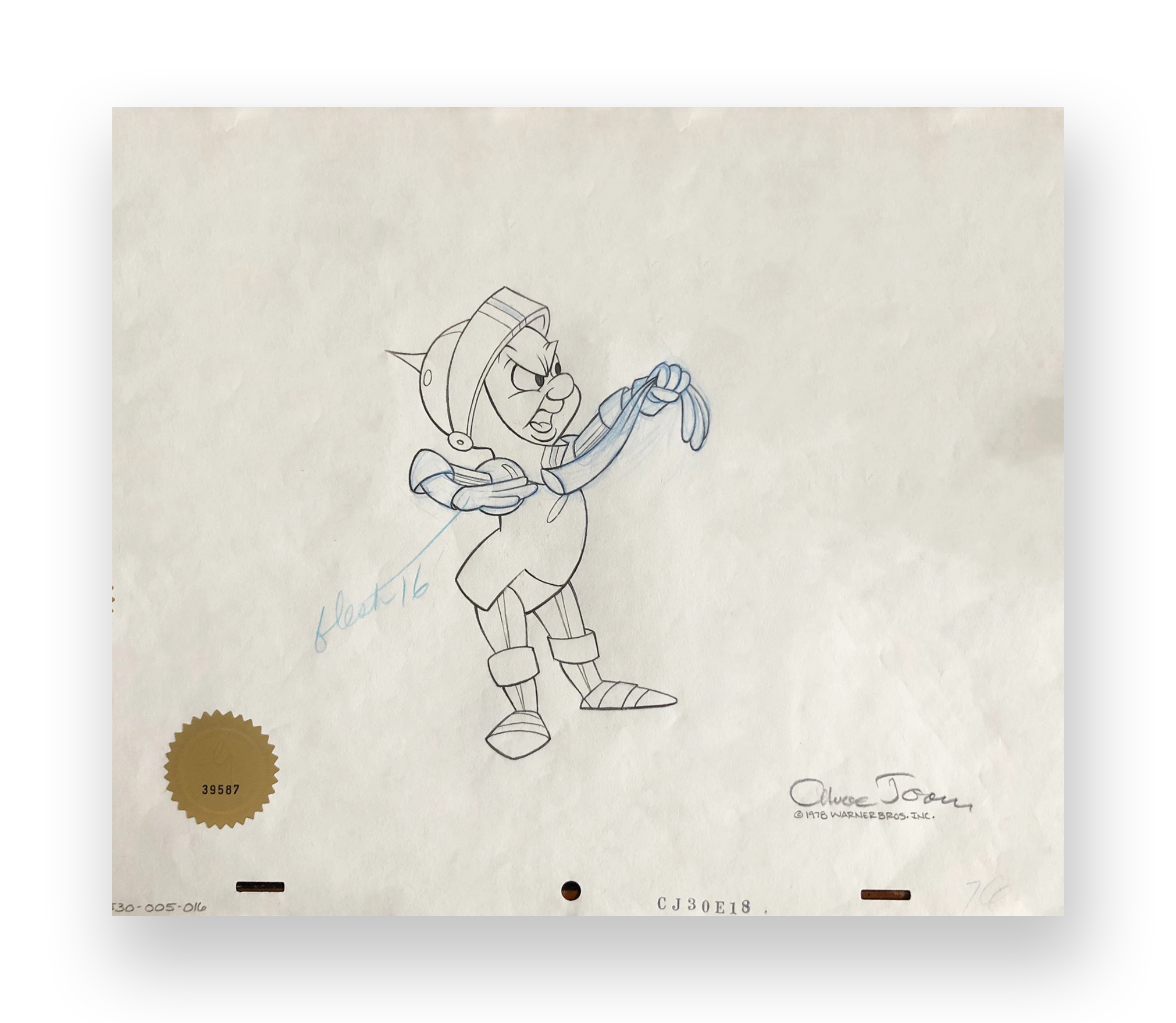 Chuck Jones Elmer Fudd A Connecticut Rabbit in King Arthur’s Court” Original animation production drawing Graphite on paper 10.5 x 12 inches 1978 Warner Bros. Studio
