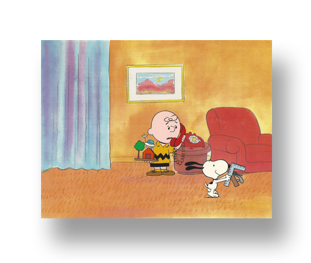 Charlie Brown and Snoopy in “THIS IS AMERICA: THE NASA Space Station” An original production cel set-up with matching animator's drawing(s) INQUIRE