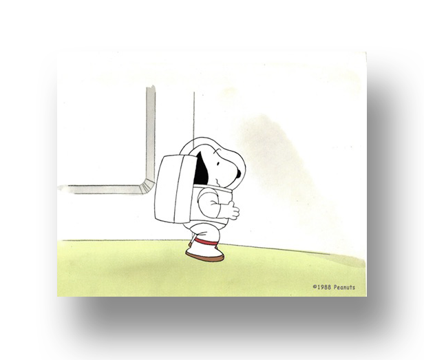 Snoopy in “THIS IS AMERICA: THE NASA Space Station” An original production cel set-up with matching animator's drawing(s) INQUIRE